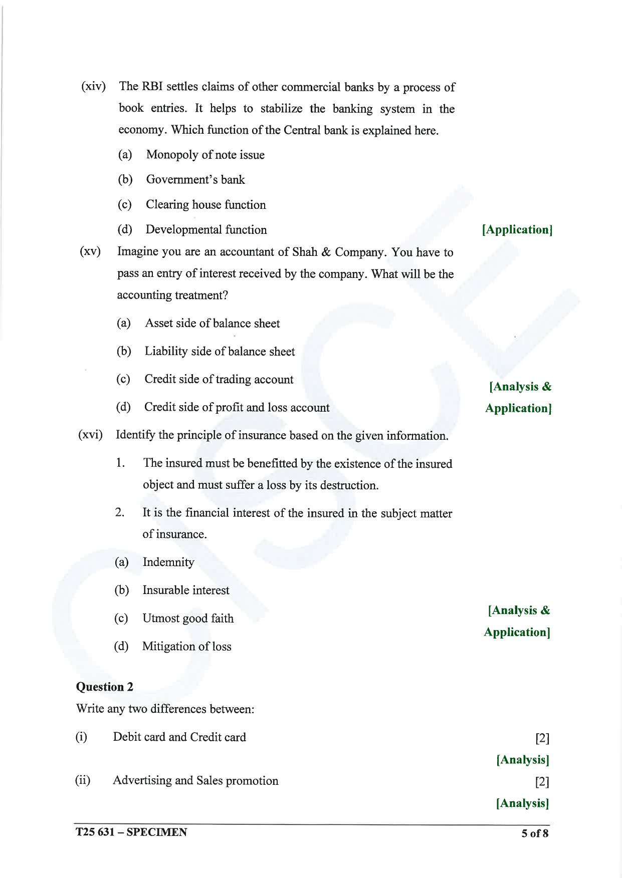 ICSE Class 10 2025 Commercial Studies (QP & MS) Specimen Paper - Page 5