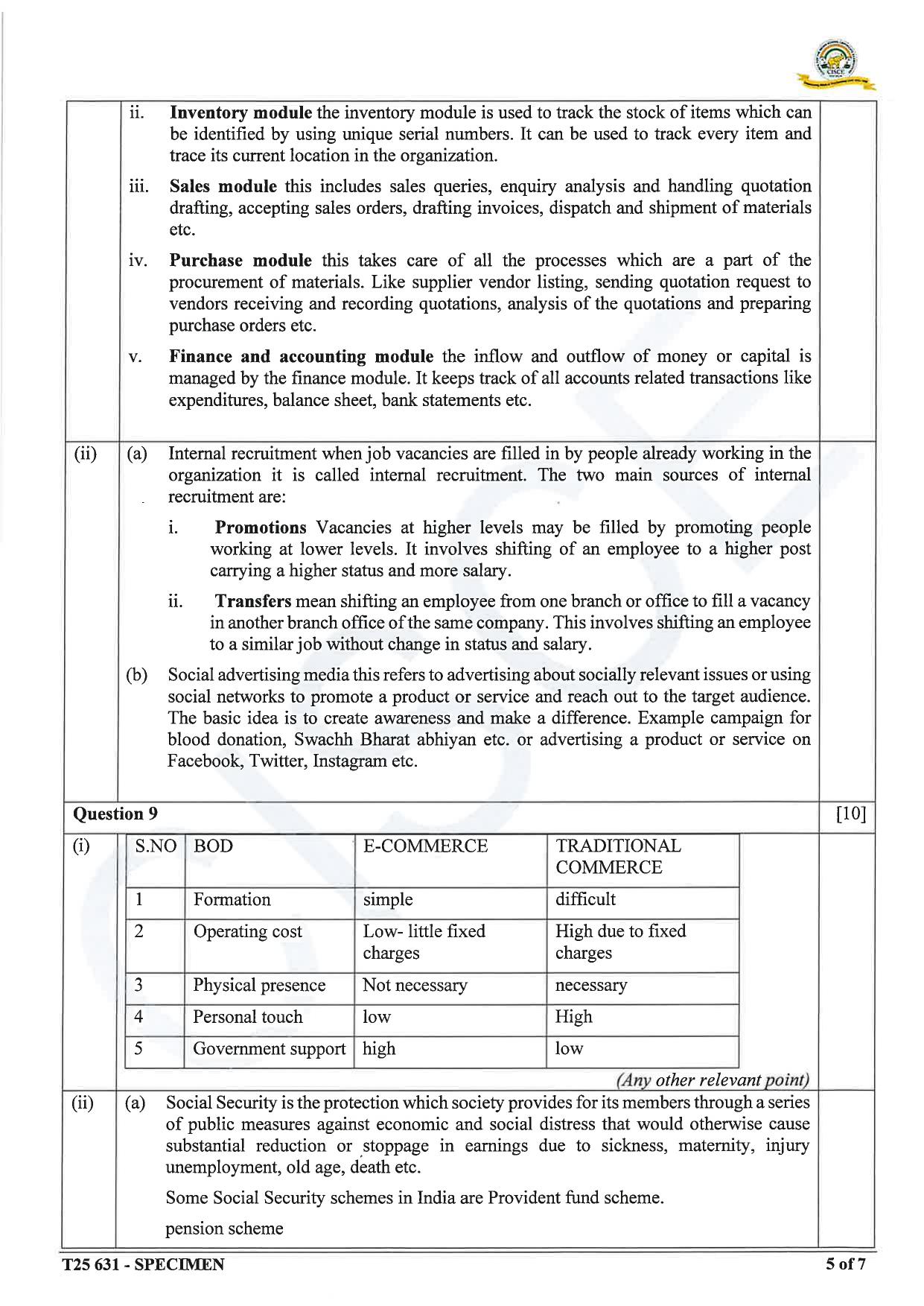 ICSE Class 10 2025 Commercial Studies (QP & MS) Specimen Paper - Page 13