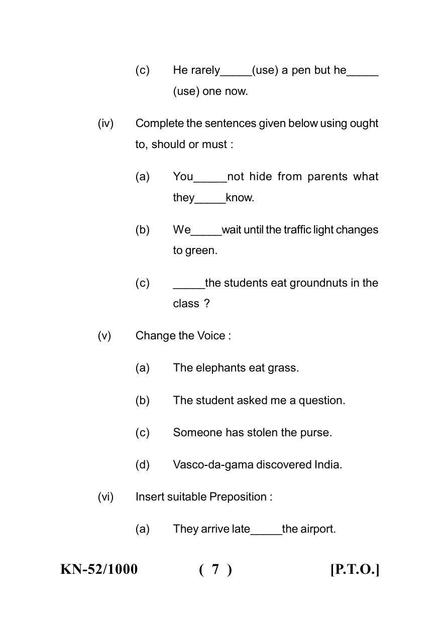 Sarguja University Question Paper - 2022 :   B.A. Part Two (10+2+3) 3 Y DC F.C. :English Language Paper I - Page 7