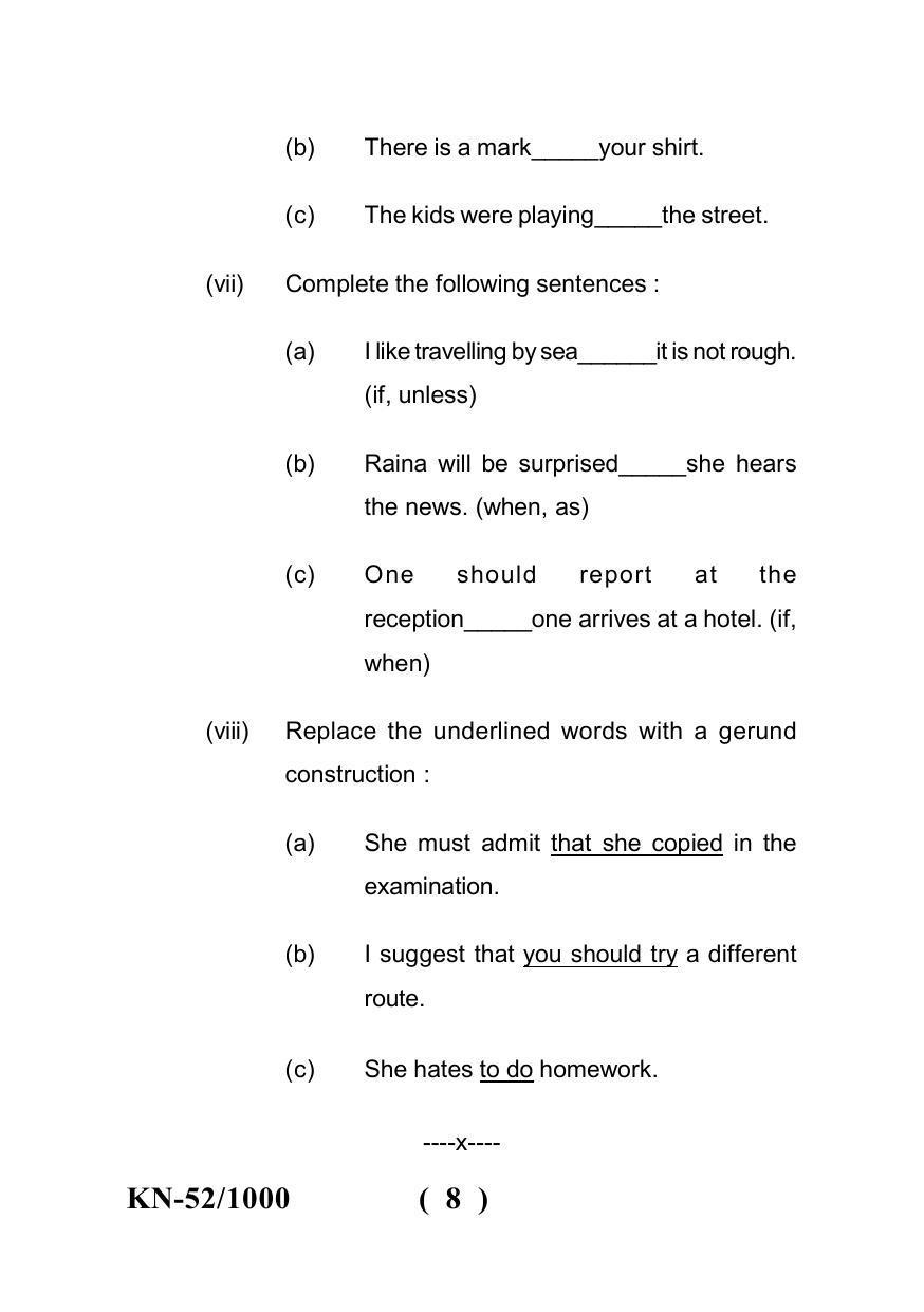 Sarguja University Question Paper - 2022 :   B.A. Part Two (10+2+3) 3 Y DC F.C. :English Language Paper I - Page 8