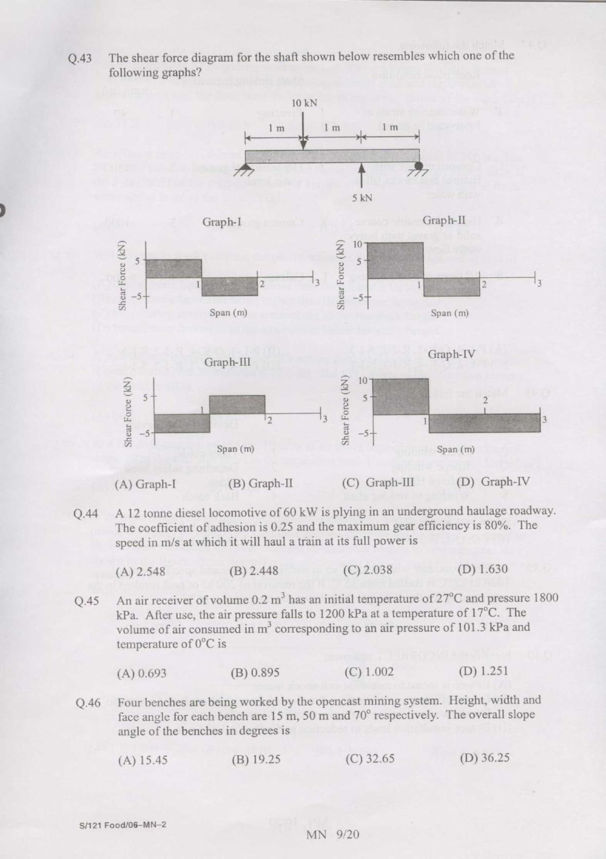 GATE 2007 Mining Engineering (MN) Question Paper with Answer Key - Page 9