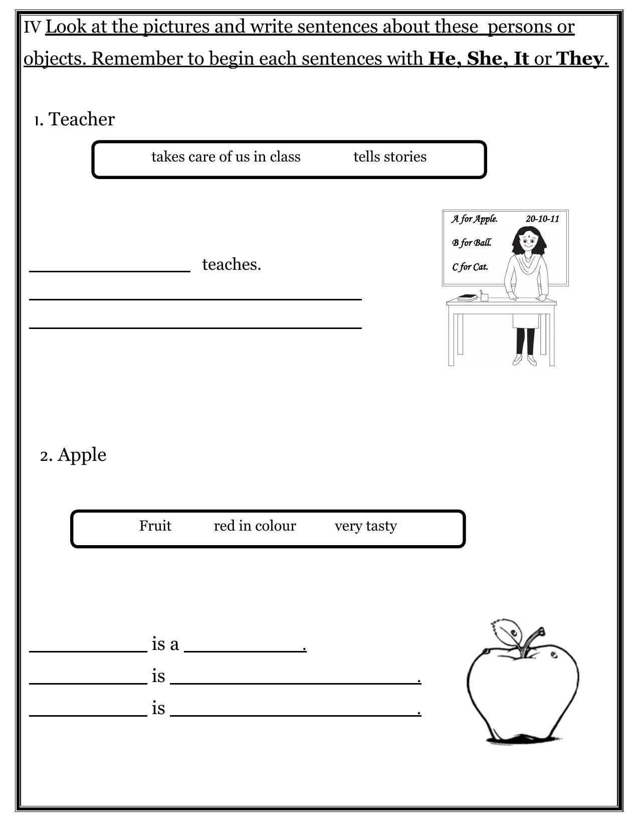 Worksheet for Class 1 English Assignment 74 - Page 4