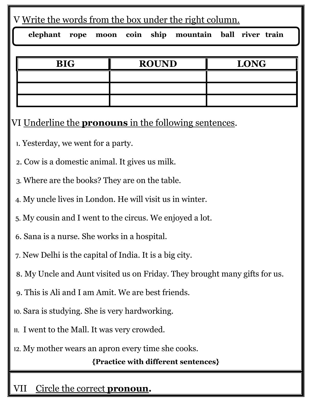 Worksheet for Class 1 English Assignment 74 - Page 6