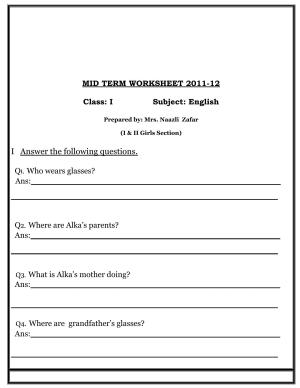 Worksheet for Class 1 English Assignment 74