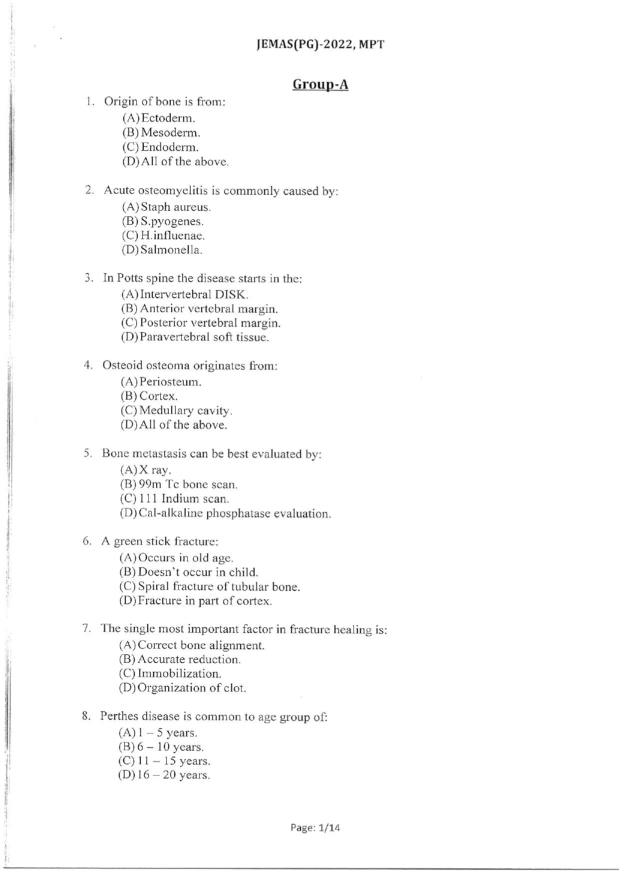 WBJEEB JEMAS (PG) 2022 MPT Question Paper - Page 3