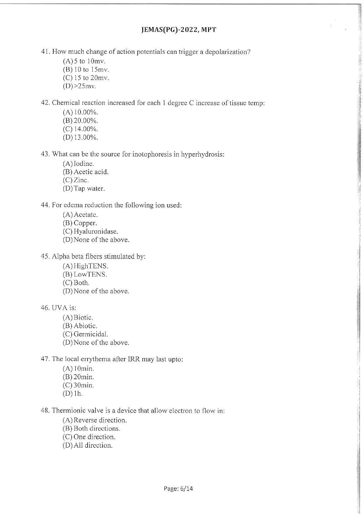WBJEEB JEMAS (PG) 2022 MPT Question Paper - Page 8