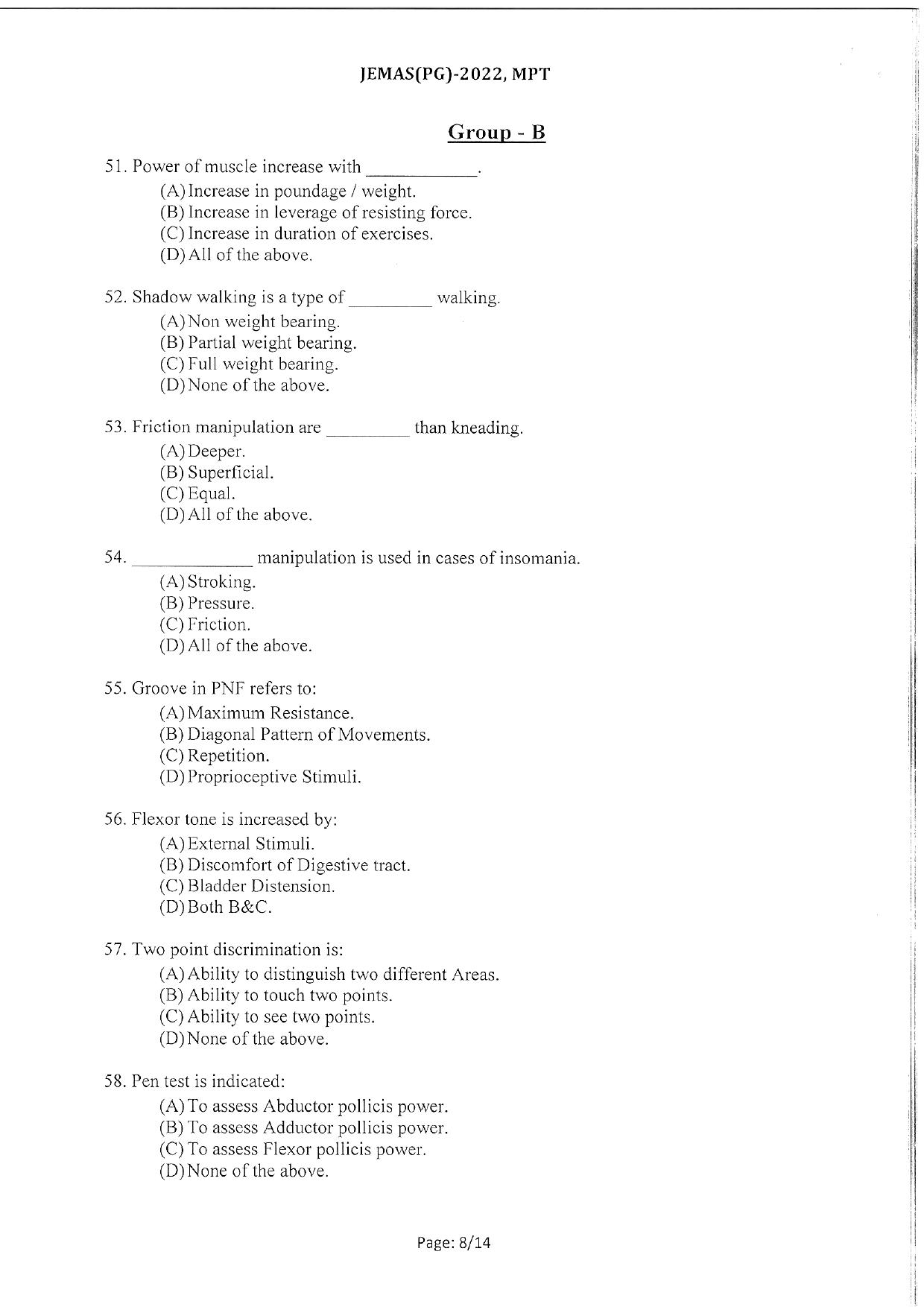 WBJEEB JEMAS (PG) 2022 MPT Question Paper - Page 10