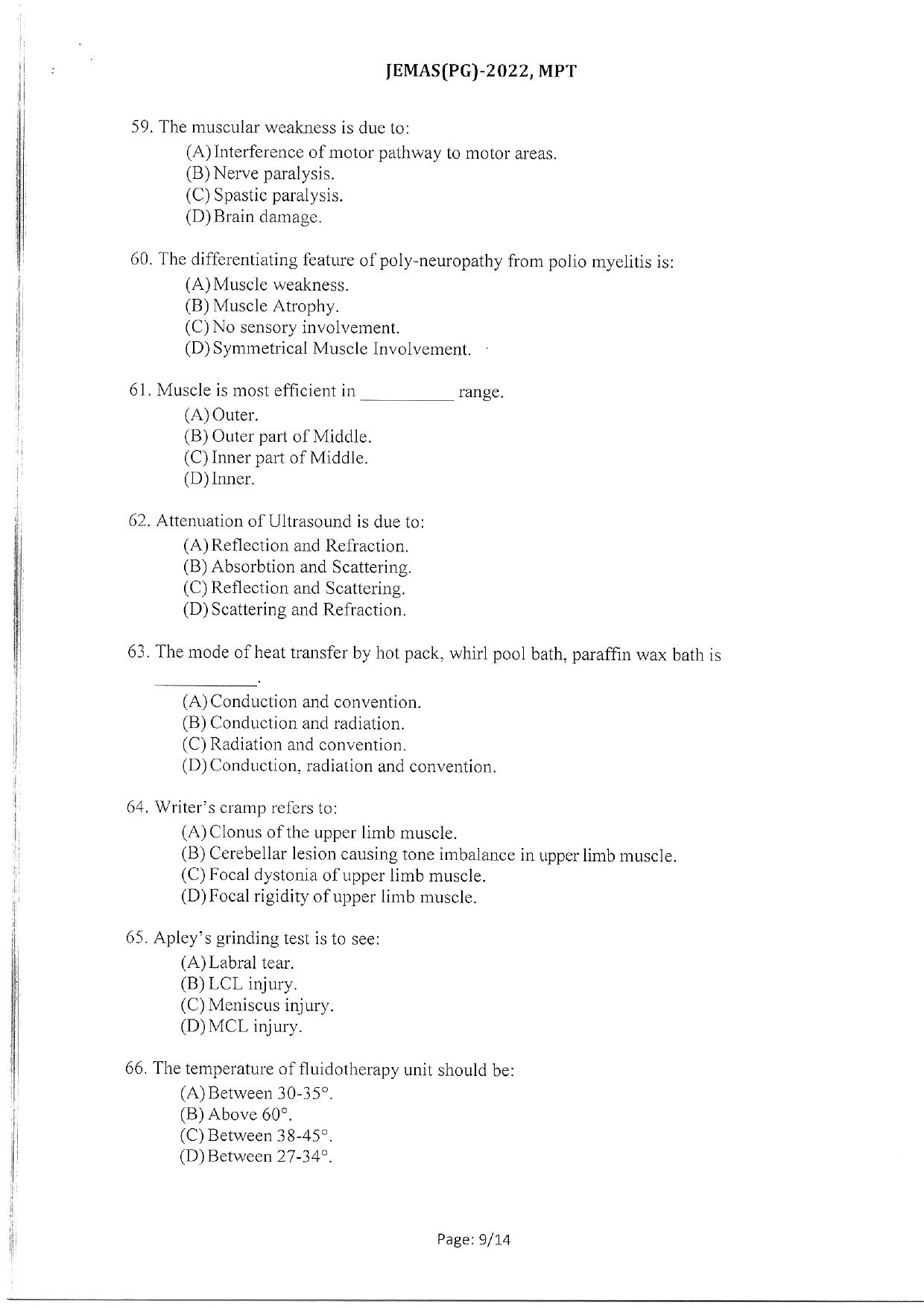 WBJEEB JEMAS (PG) 2022 MPT Question Paper - Page 11