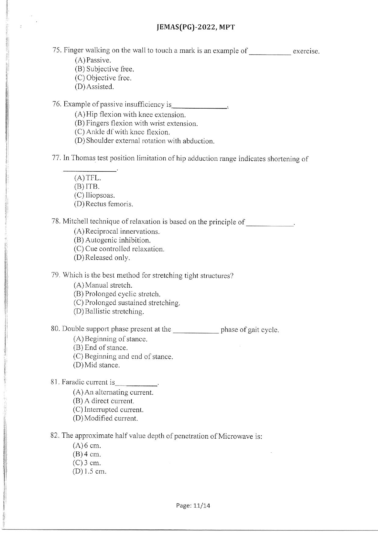 WBJEEB JEMAS (PG) 2022 MPT Question Paper - Page 13