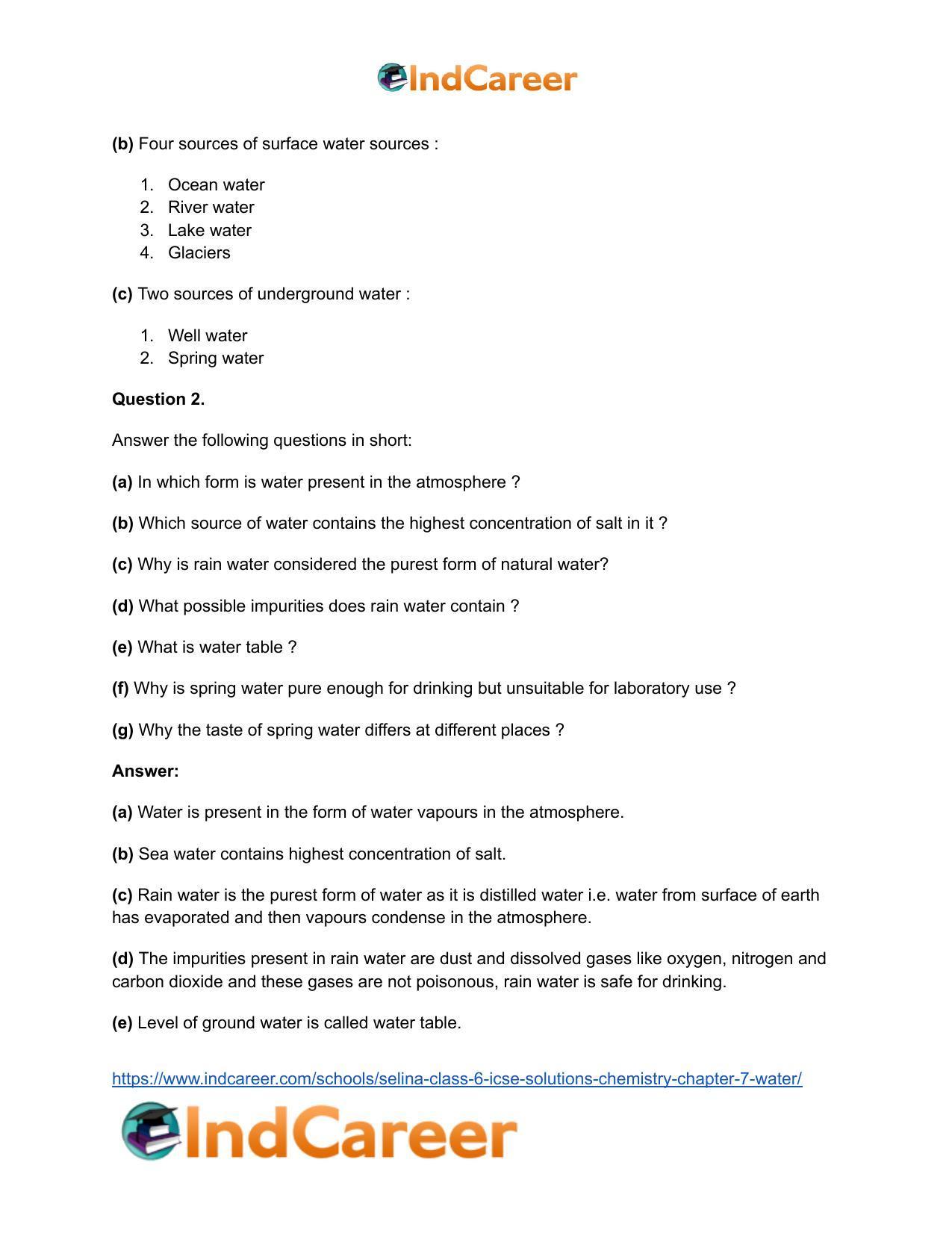 Selina Class 6 ICSE Solutions Chemistry : Chapter 7- Water - Page 4