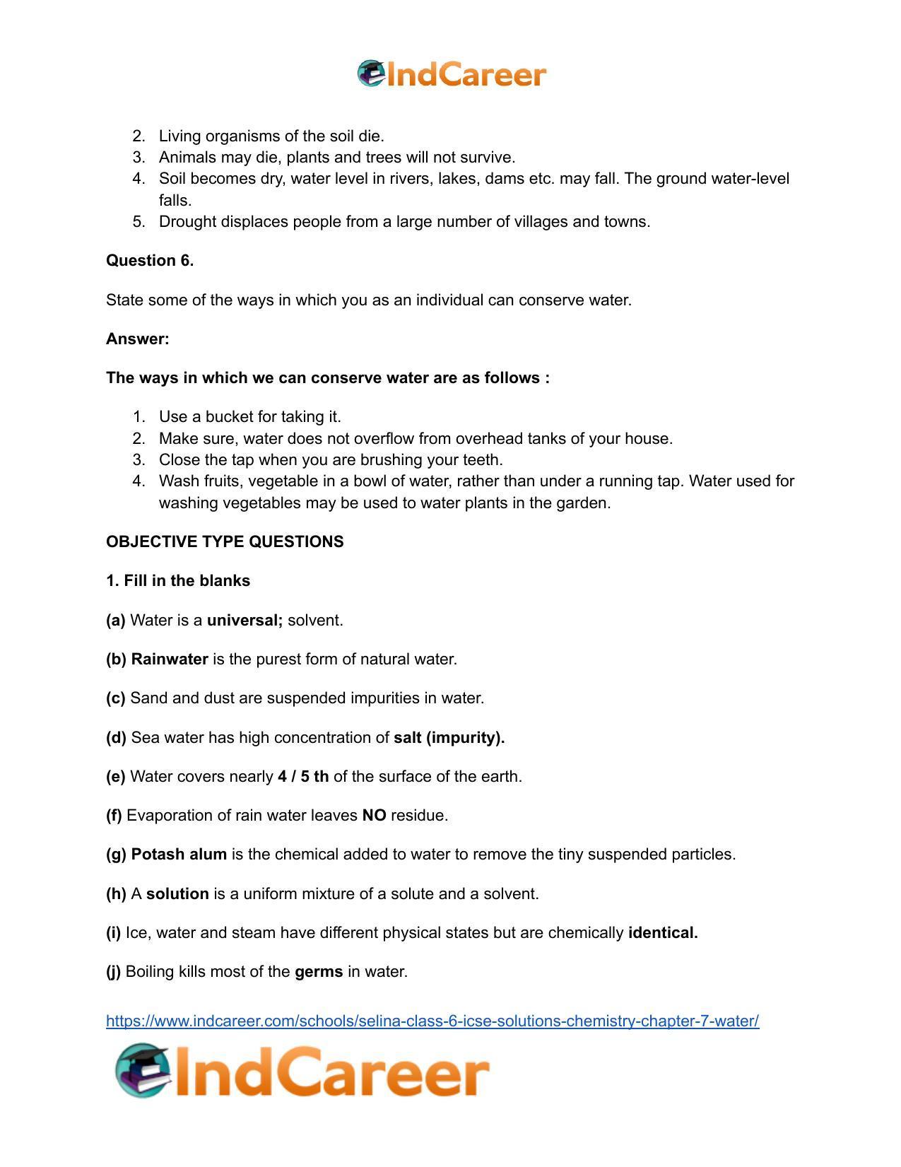 Selina Class 6 ICSE Solutions Chemistry : Chapter 7- Water - Page 16