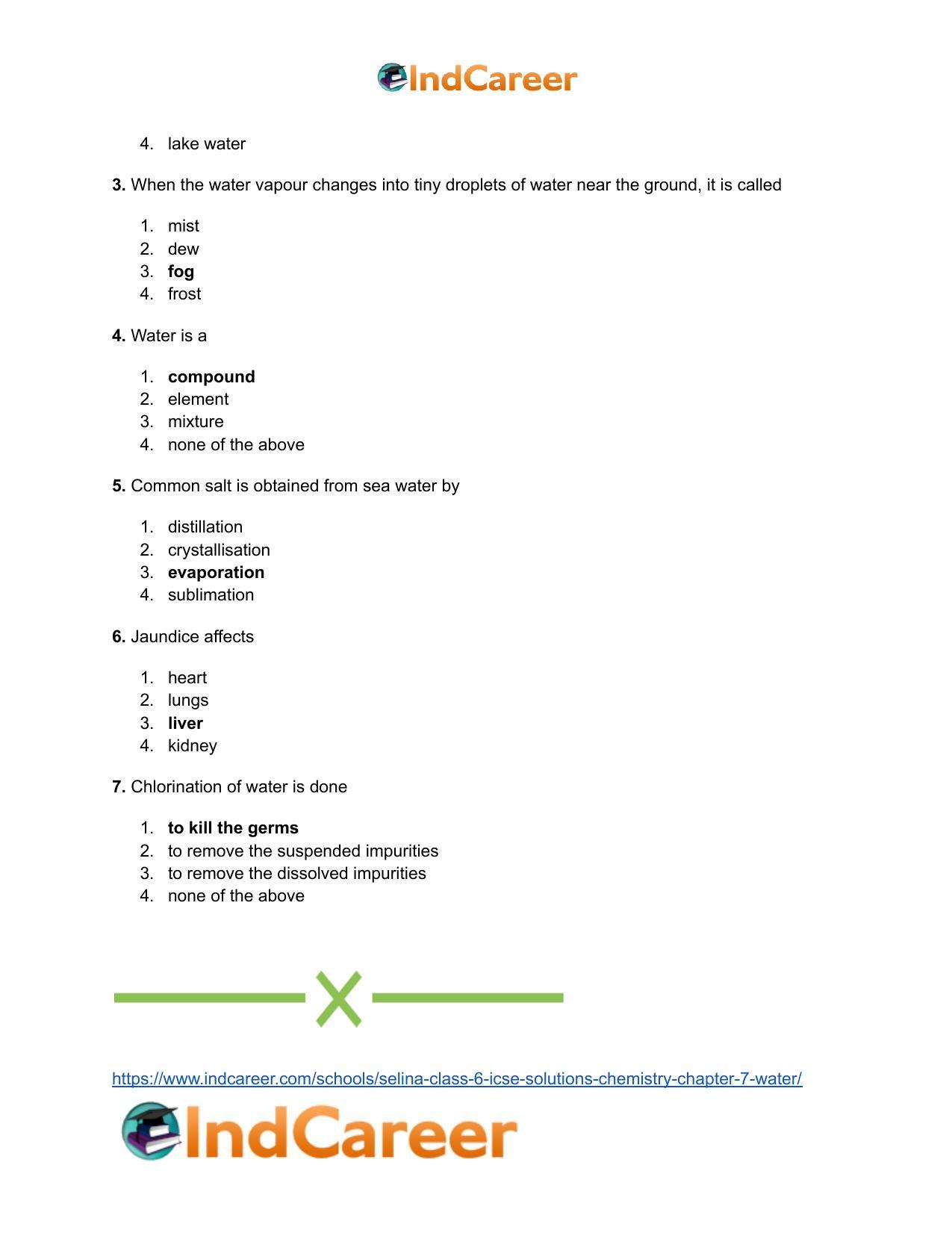 Selina Class 6 ICSE Solutions Chemistry : Chapter 7- Water - Page 18