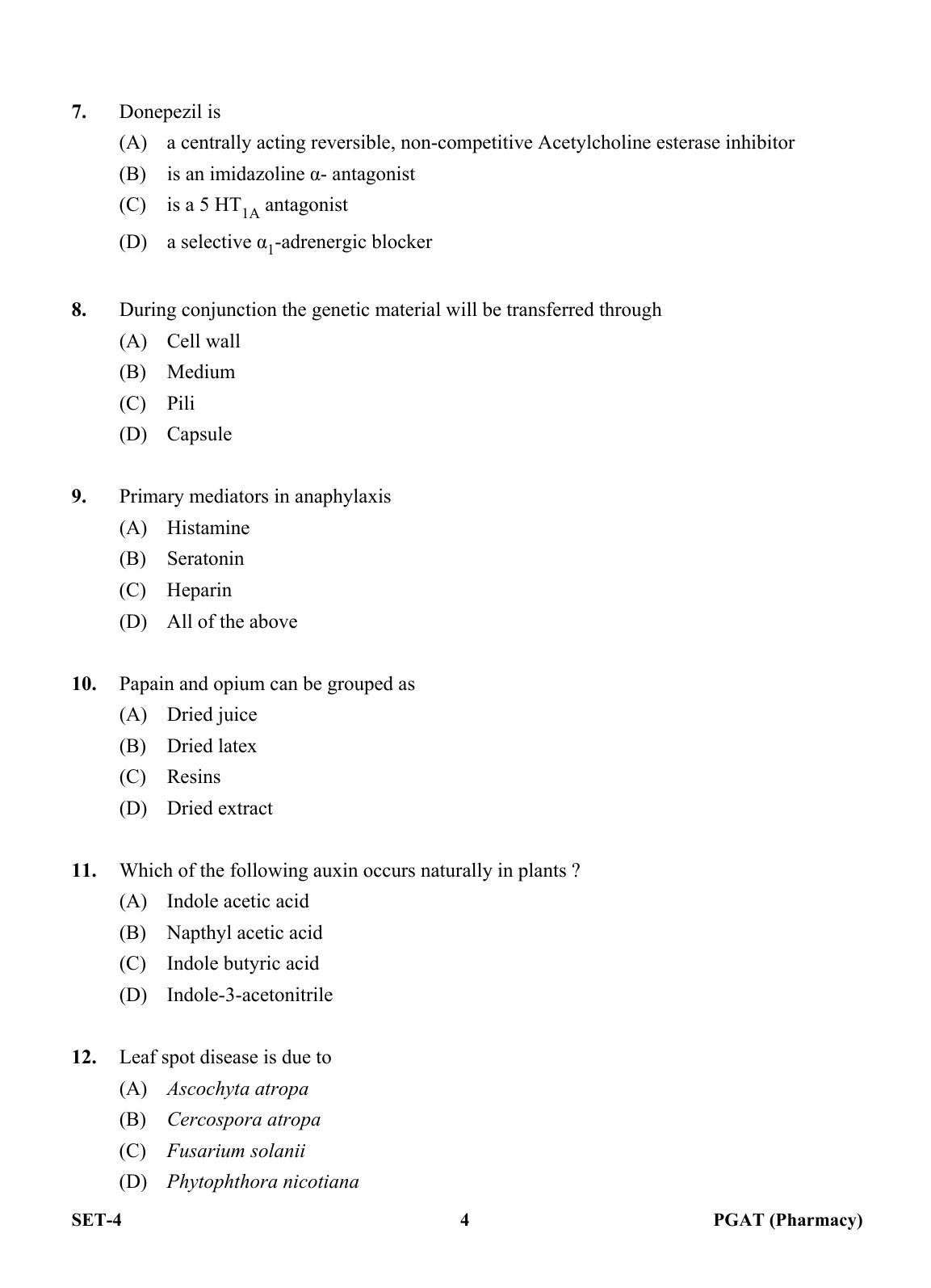 OJEE PGAT 2013 Pharmacy Set 4 Question Paper - Page 3