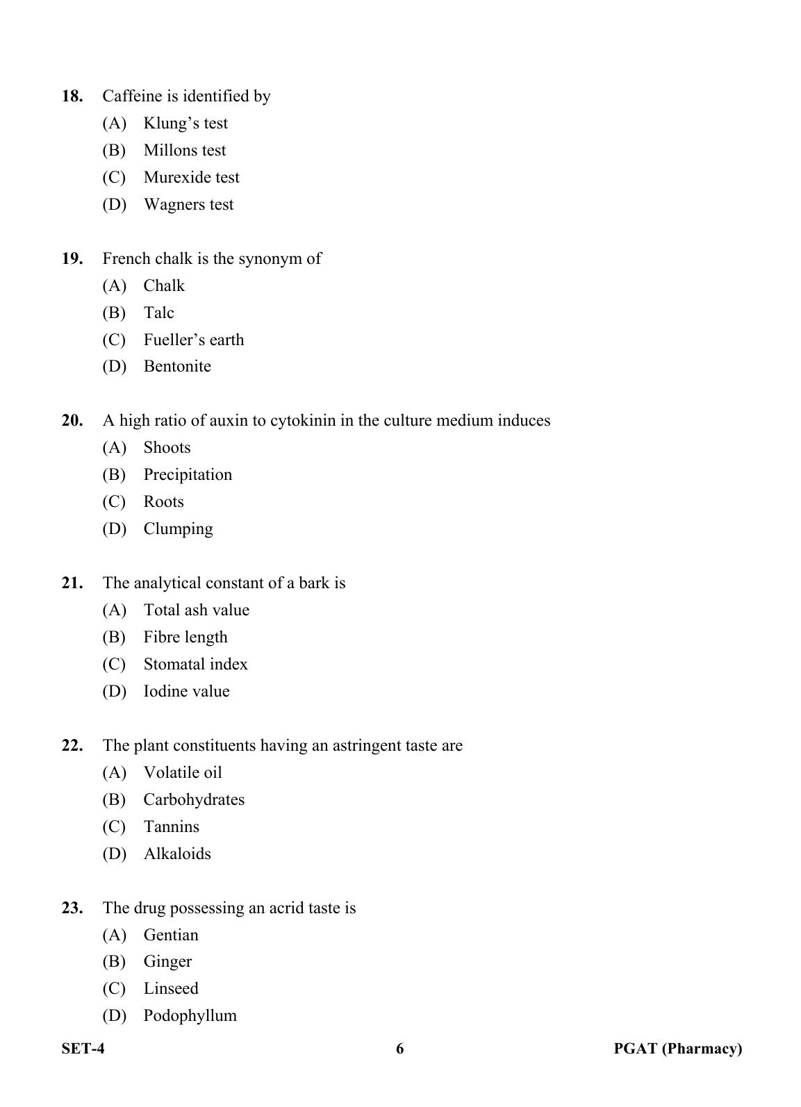OJEE PGAT 2013 Pharmacy Set 4 Question Paper - Page 5