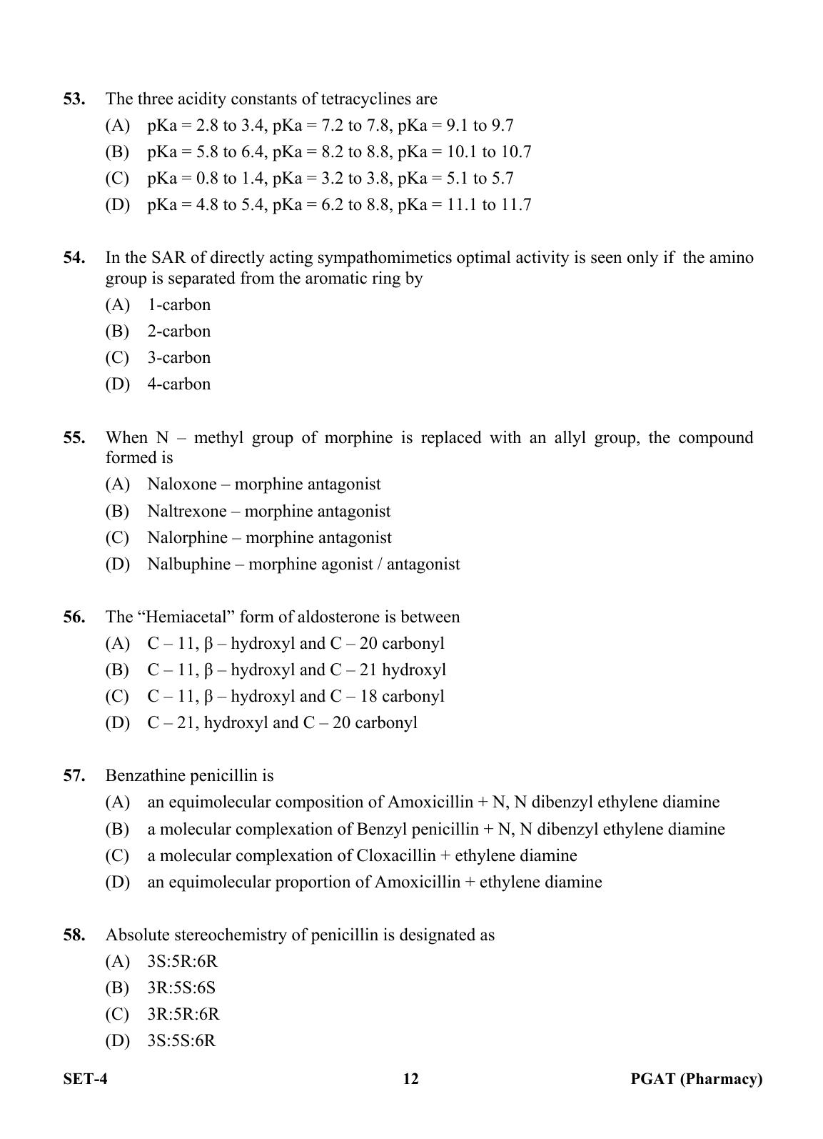OJEE PGAT 2013 Pharmacy Set 4 Question Paper - Page 11