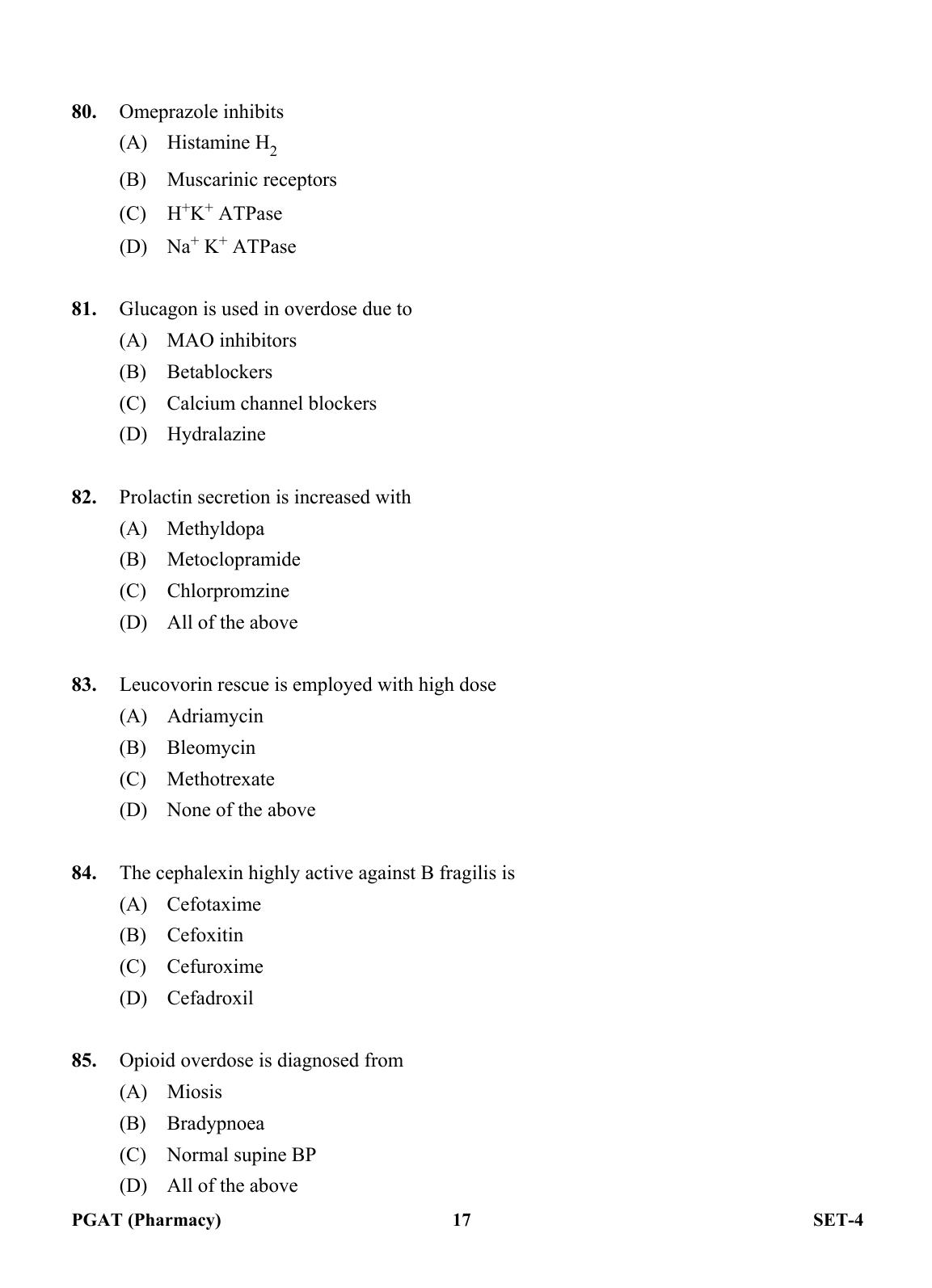 OJEE PGAT 2013 Pharmacy Set 4 Question Paper - Page 16