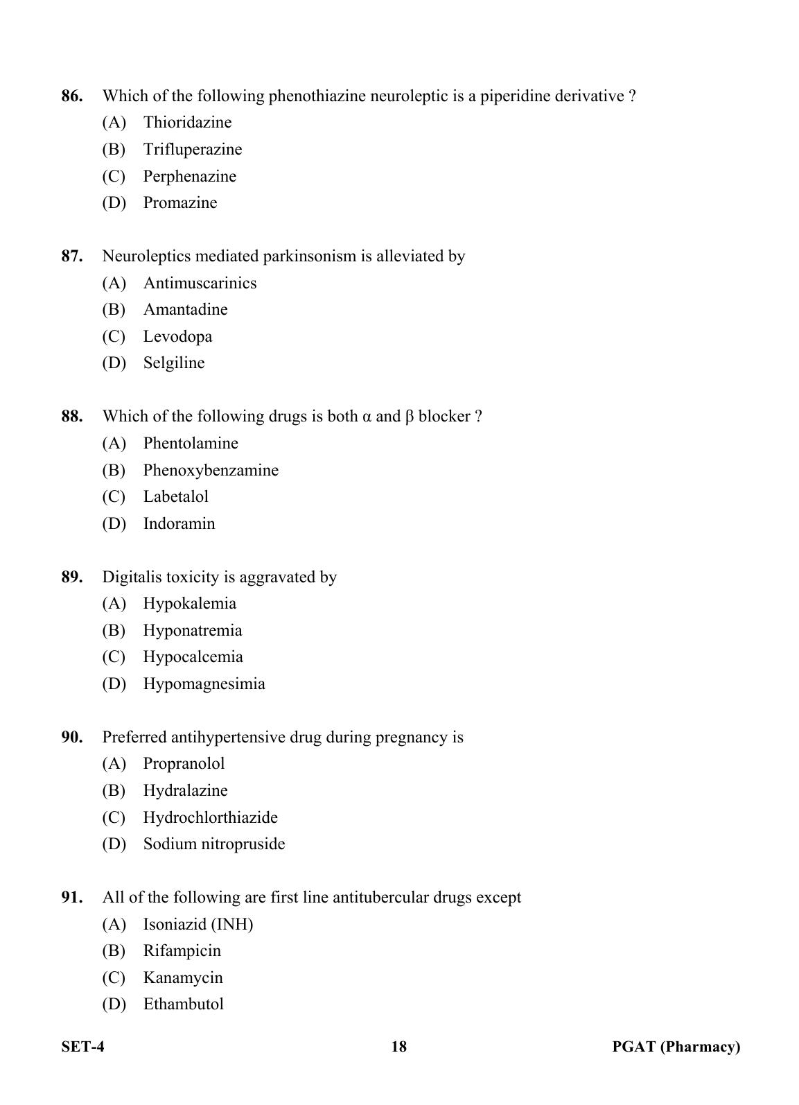 OJEE PGAT 2013 Pharmacy Set 4 Question Paper - Page 17