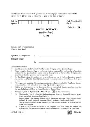 NIOS Jan-Feb 2021 Class 10 Social Science (AS) SET A Question Paper