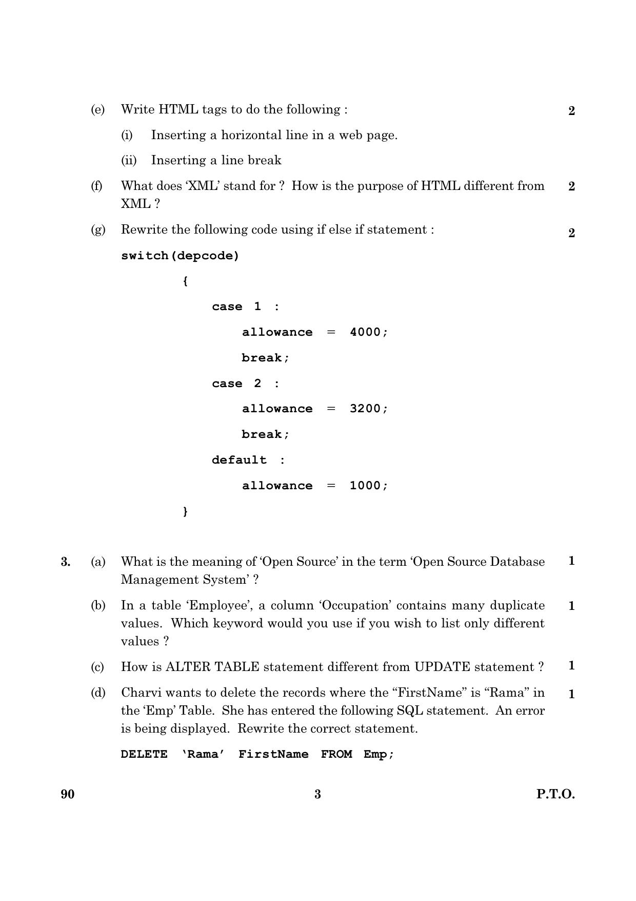 CBSE Class 12 090 INFORMATIC PRACTICES 2016 Question Paper - Page 3