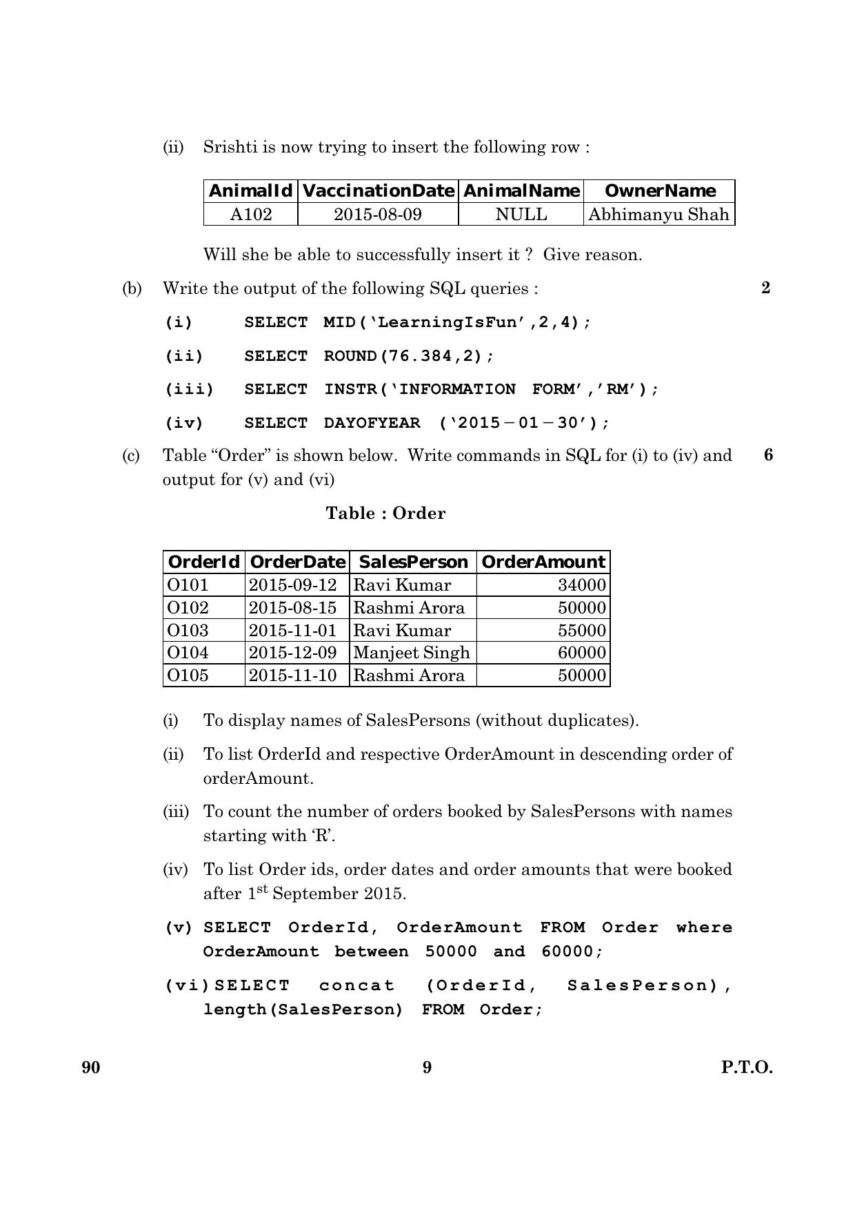 CBSE Class 12 090 INFORMATIC PRACTICES 2016 Question Paper - Page 9