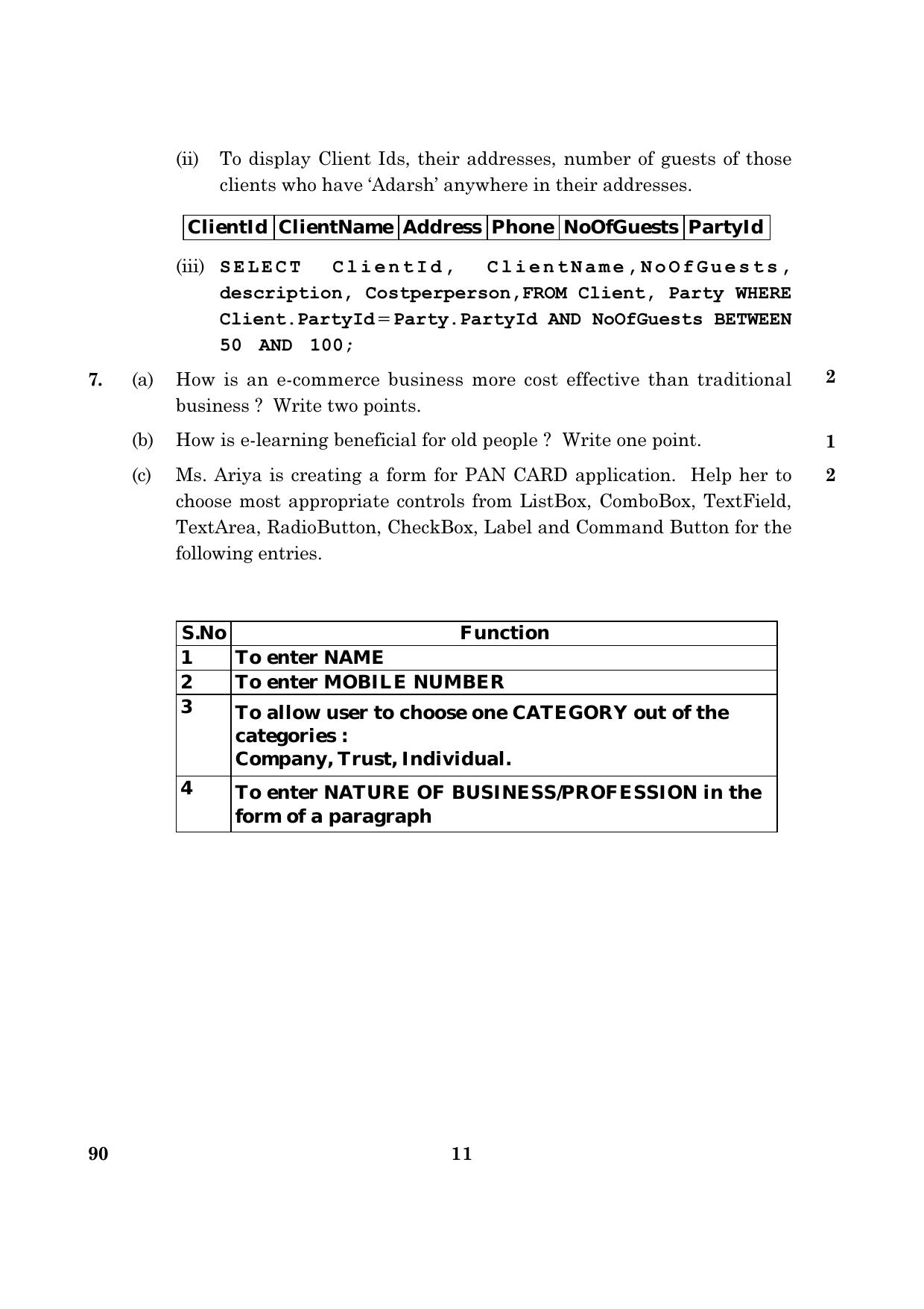 CBSE Class 12 090 INFORMATIC PRACTICES 2016 Question Paper - Page 11