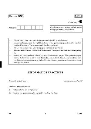CBSE Class 12 090 INFORMATIC PRACTICES 2016 Question Paper