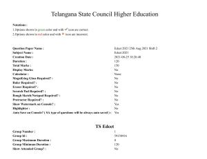 TS EDCET: 25th August 2021 Shift 2 Question Paper & Answer Key