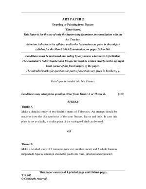 ICSE Class 10 Art Paper 2 (Drawing or Painting from Nature) 2019 Question Paper