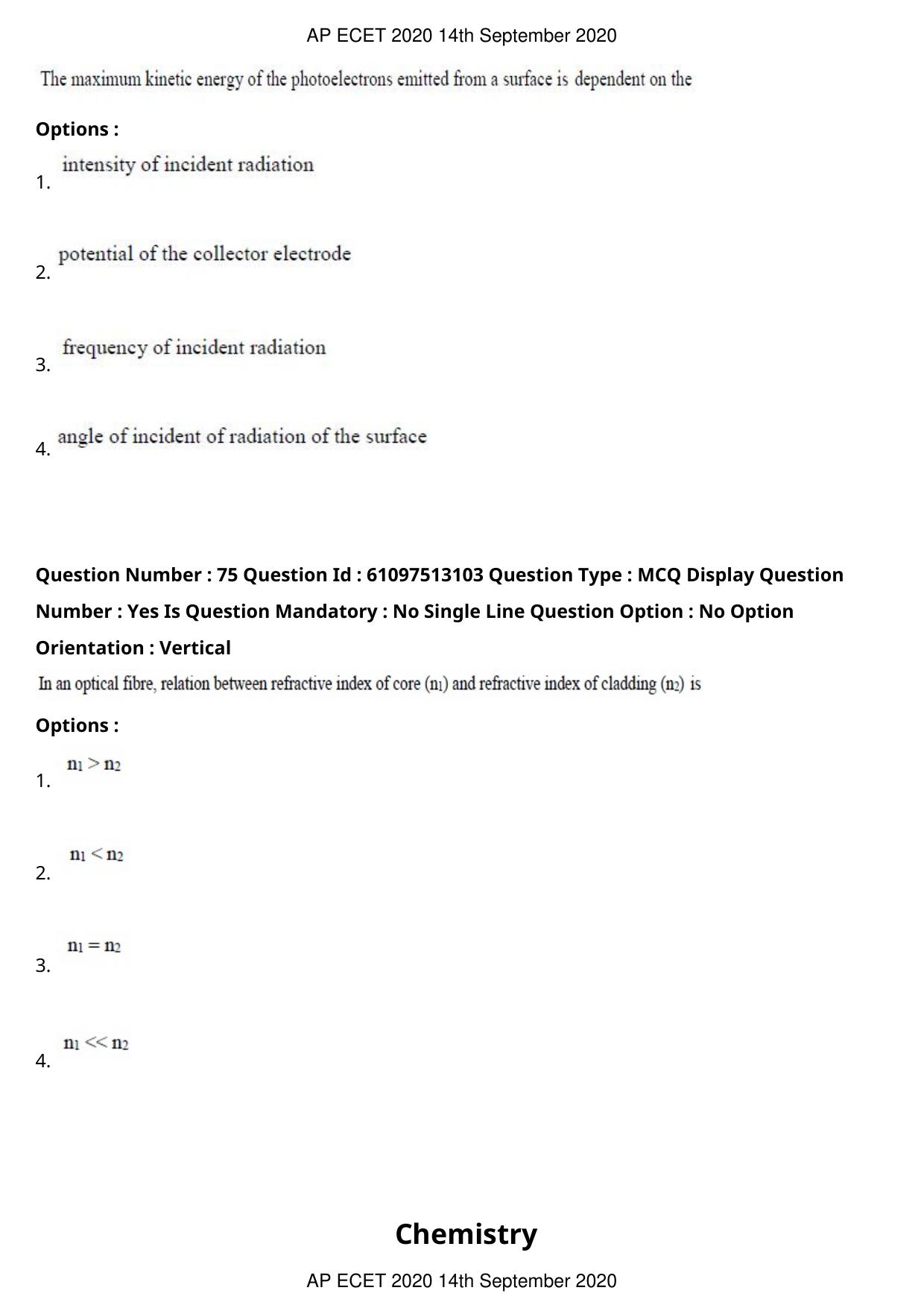 AP ECET 2020 - Ceramic Technology (Preview) Question Paper With Preliminary Keys - Page 42