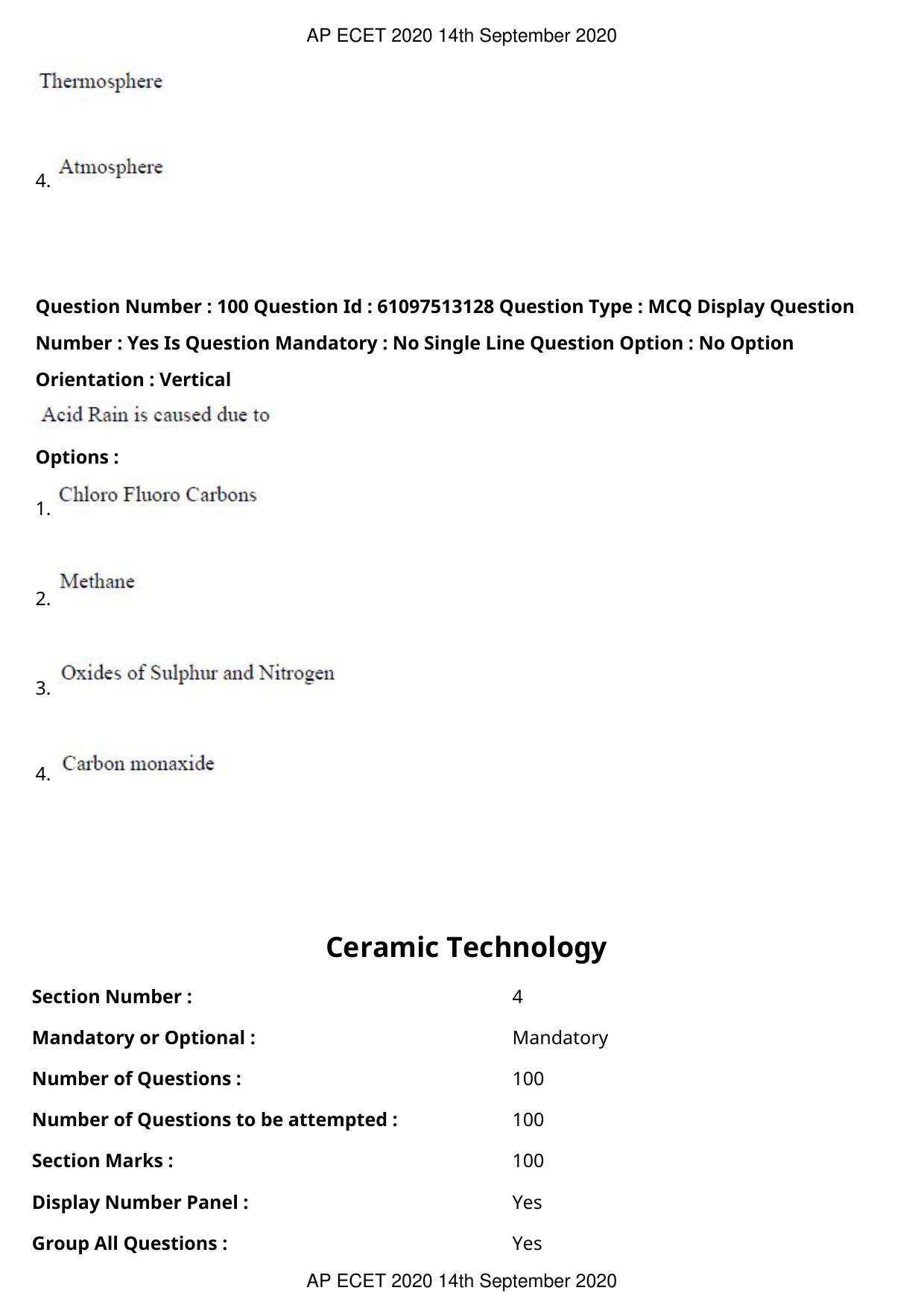 AP ECET 2020 - Ceramic Technology (Preview) Question Paper With Preliminary Keys - Page 55