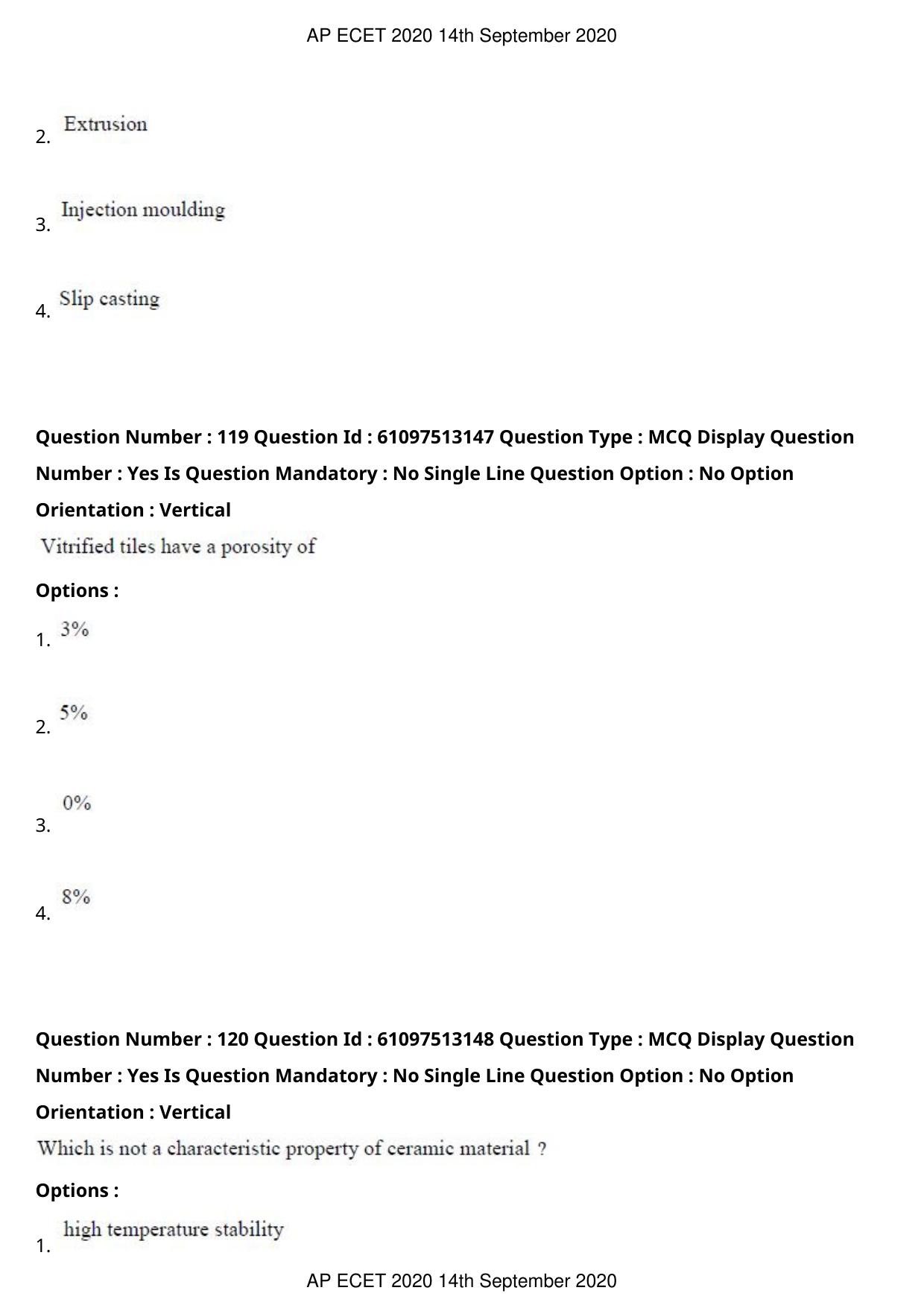 AP ECET 2020 - Ceramic Technology (Preview) Question Paper With Preliminary Keys - Page 65