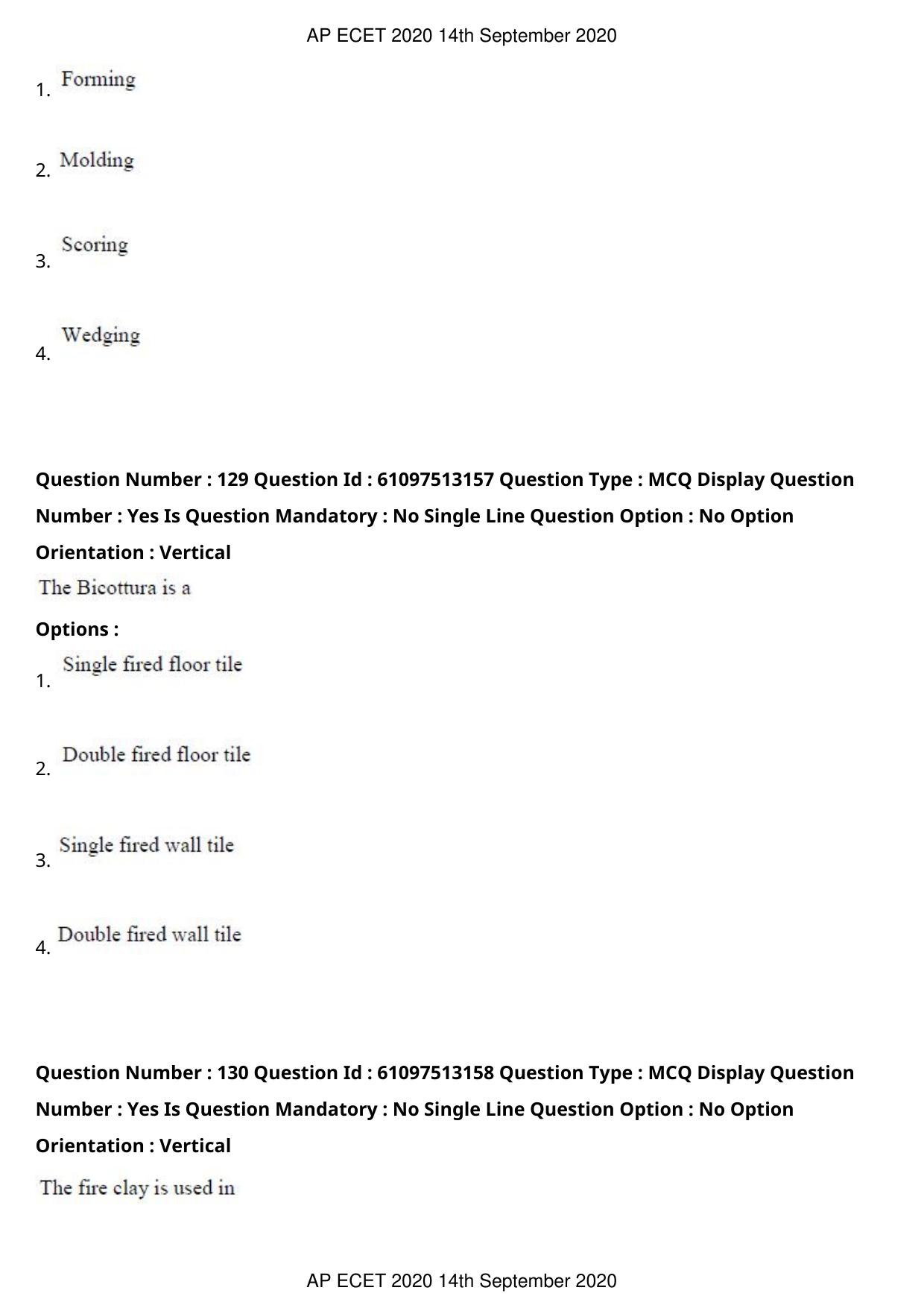 AP ECET 2020 - Ceramic Technology (Preview) Question Paper With Preliminary Keys - Page 70