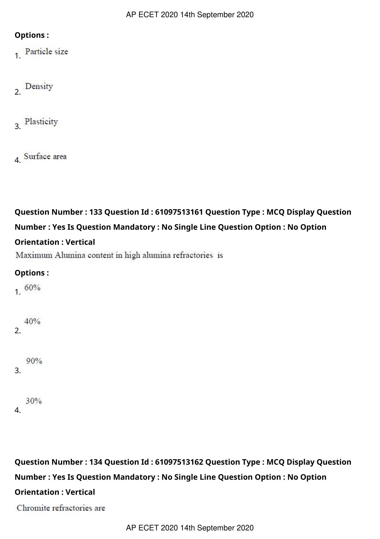 AP ECET 2020 - Ceramic Technology (Preview) Question Paper With Preliminary Keys - Page 72