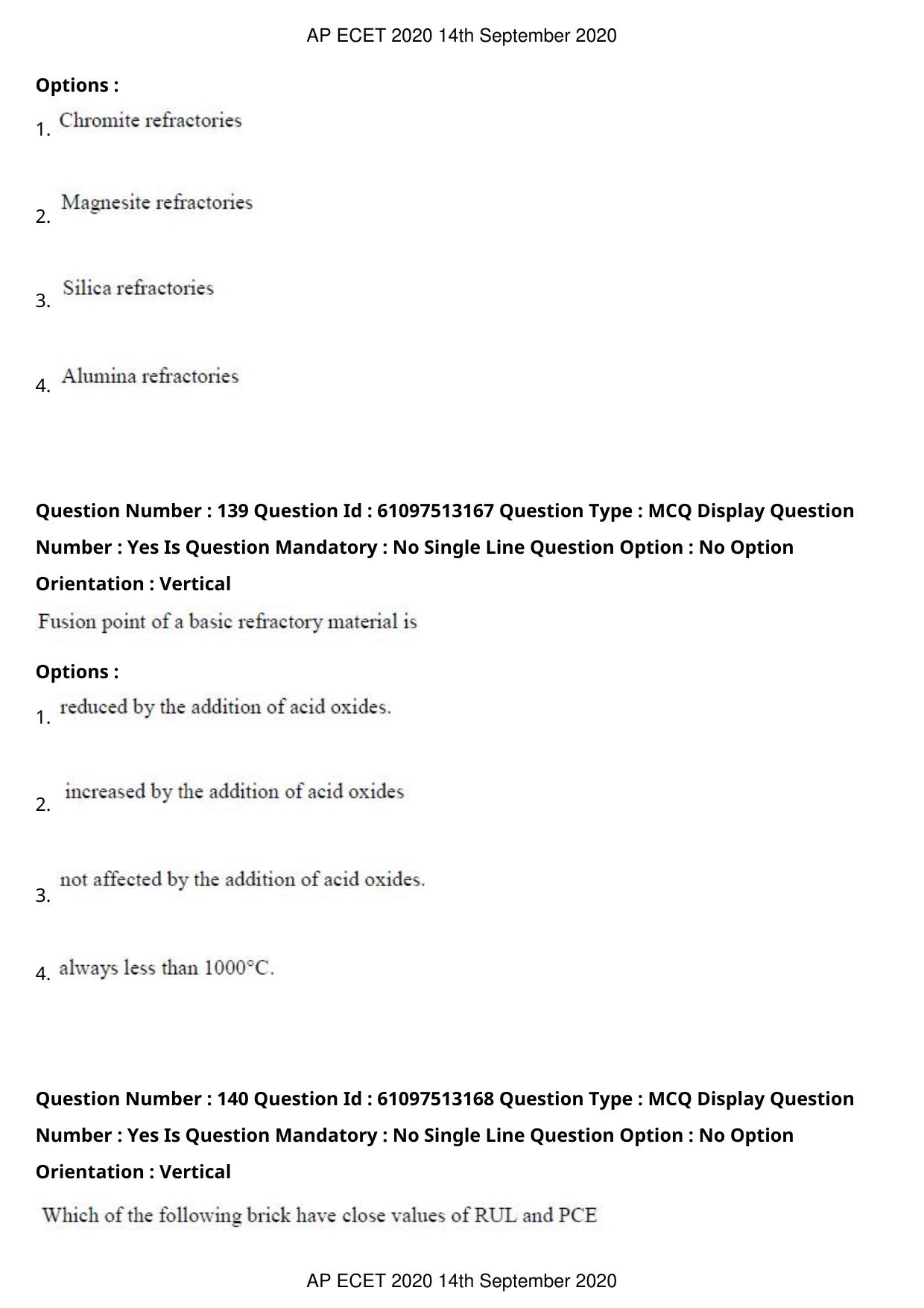 AP ECET 2020 - Ceramic Technology (Preview) Question Paper With Preliminary Keys - Page 75