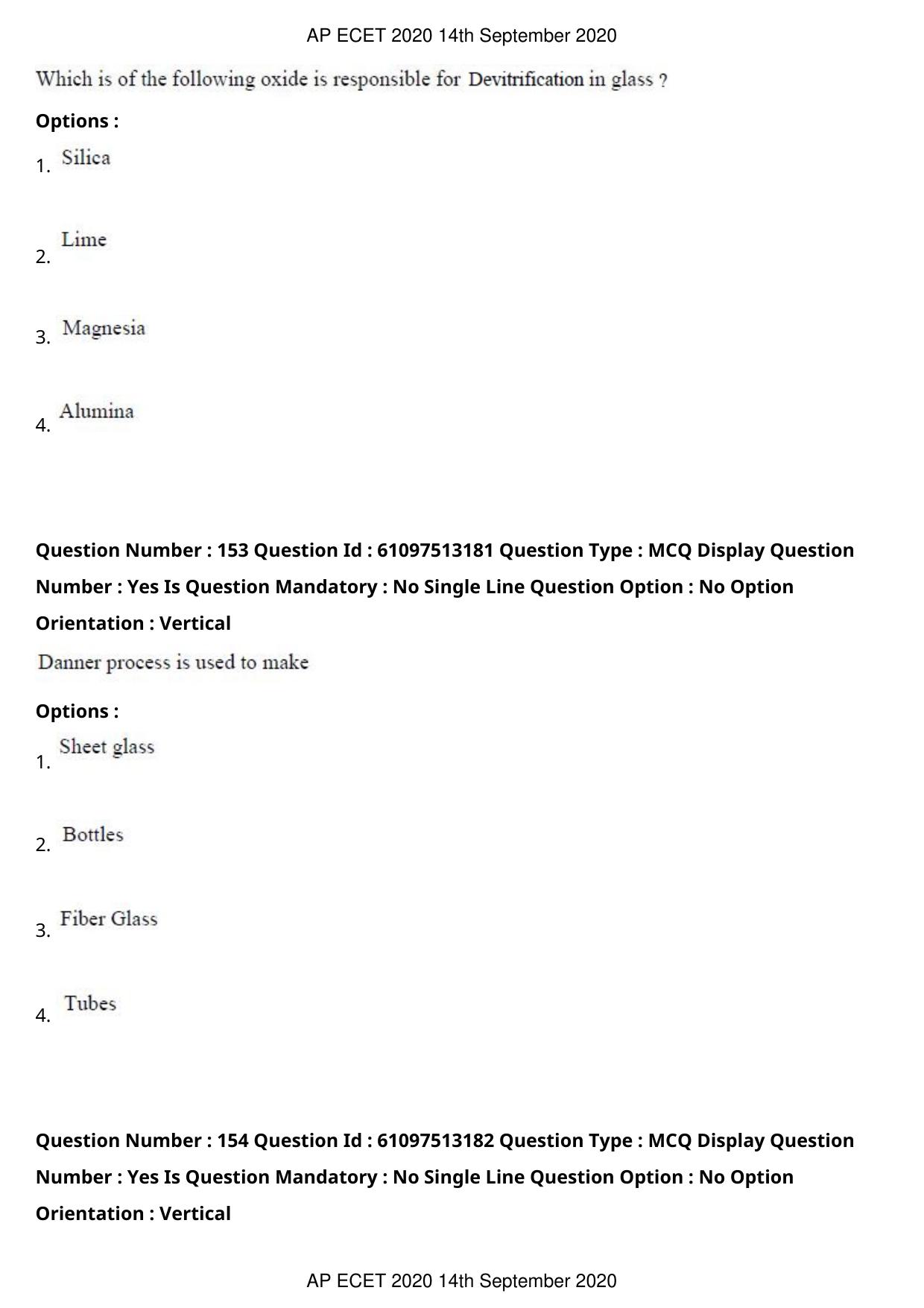 AP ECET 2020 - Ceramic Technology (Preview) Question Paper With Preliminary Keys - Page 82