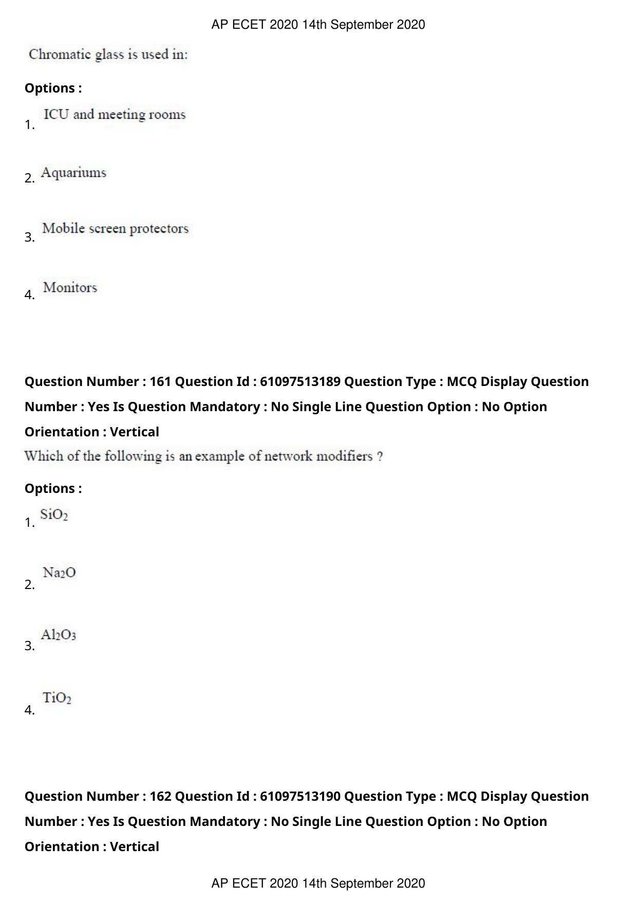 AP ECET 2020 - Ceramic Technology (Preview) Question Paper With Preliminary Keys - Page 86