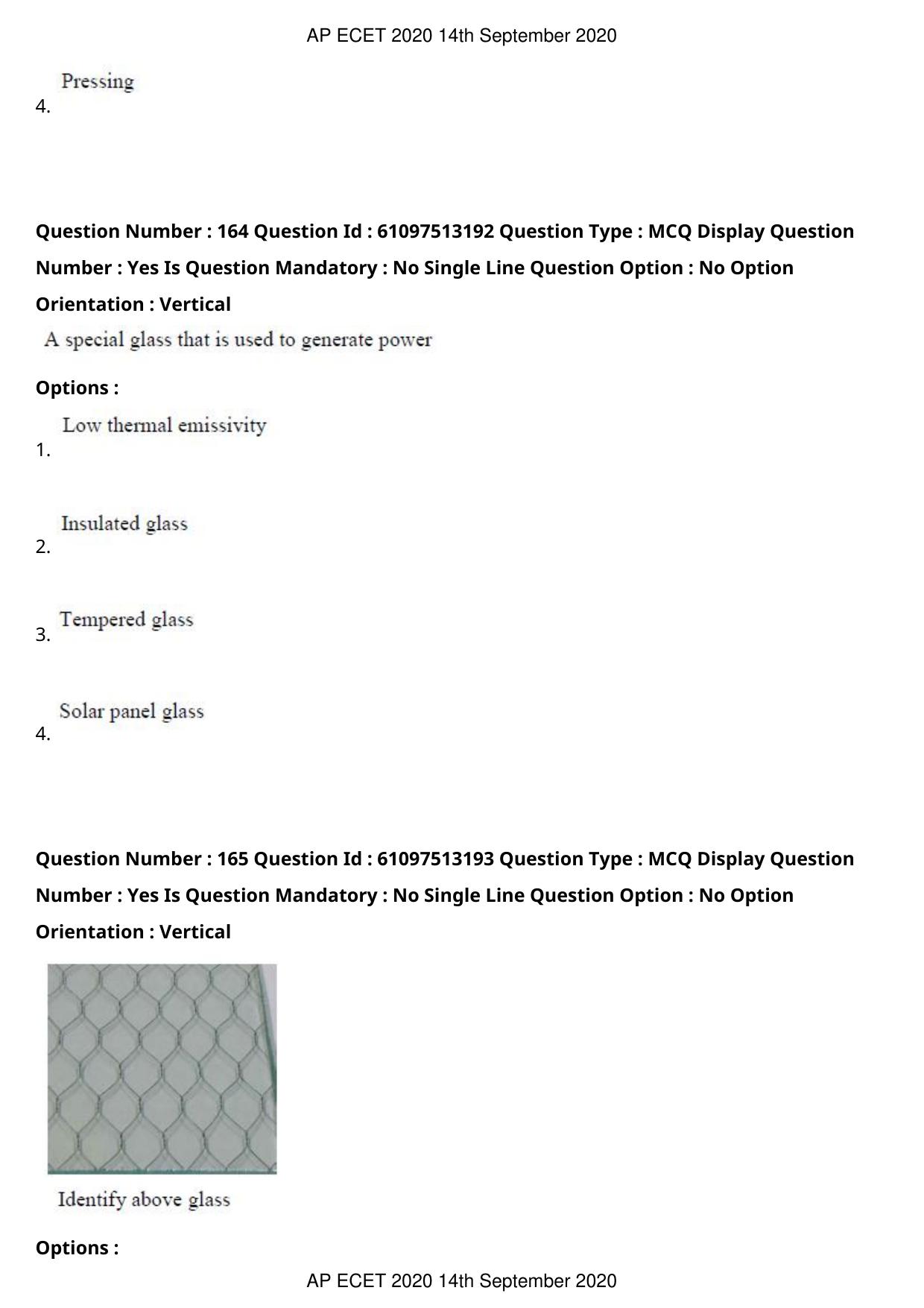 AP ECET 2020 - Ceramic Technology (Preview) Question Paper With Preliminary Keys - Page 88
