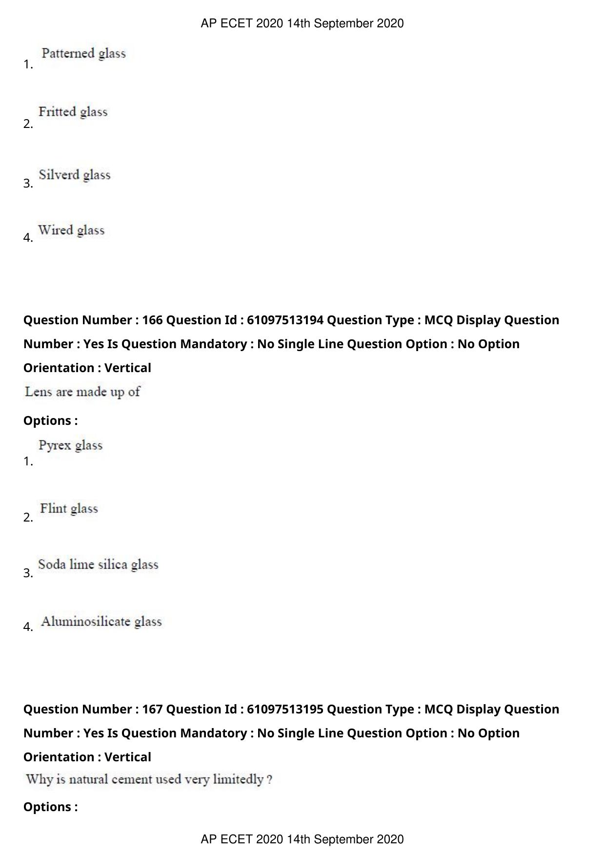 AP ECET 2020 - Ceramic Technology (Preview) Question Paper With Preliminary Keys - Page 89