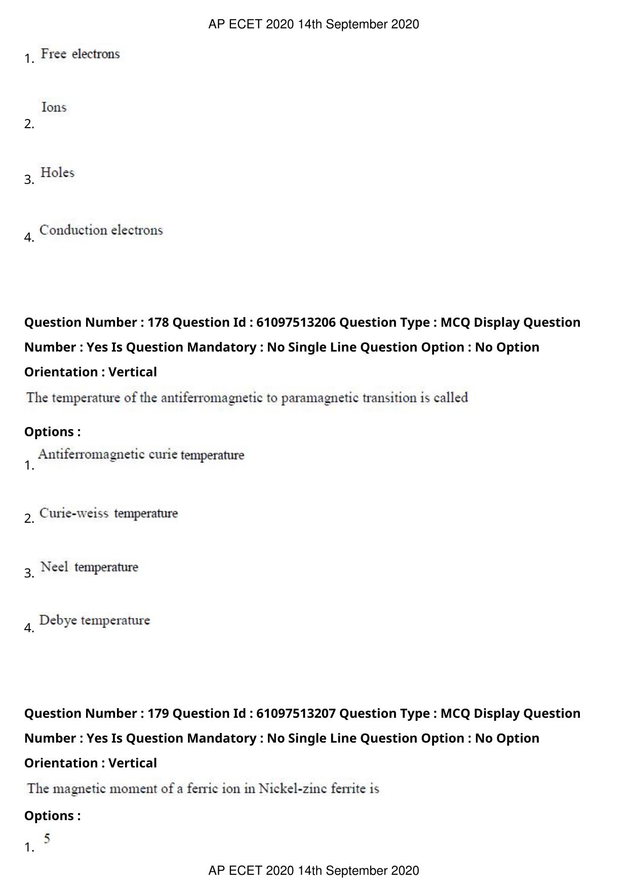 AP ECET 2020 - Ceramic Technology (Preview) Question Paper With Preliminary Keys - Page 95