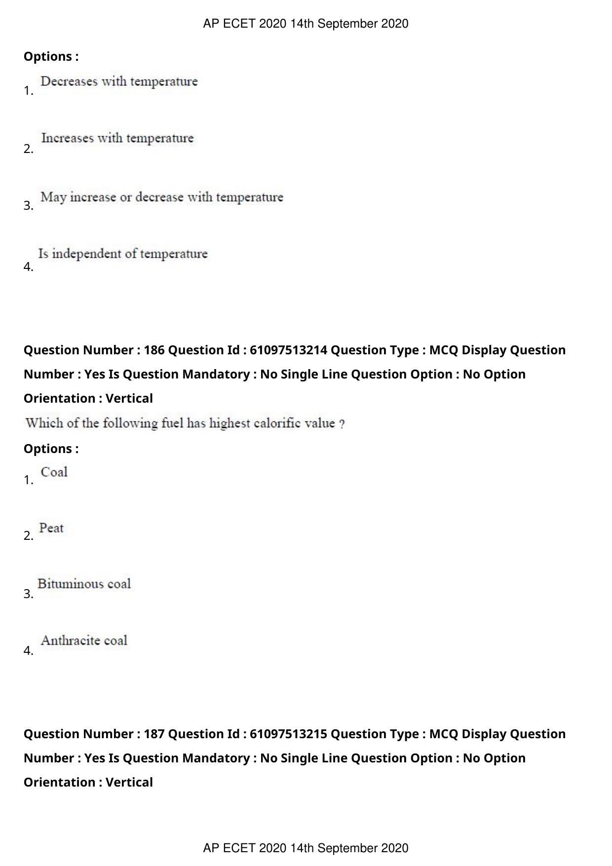 AP ECET 2020 - Ceramic Technology (Preview) Question Paper With Preliminary Keys - Page 99