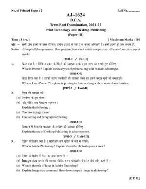 Bilaspur University Question Paper 2021-2022:Diploma In Computer Application print Technology And Desktop publishing Paper 1