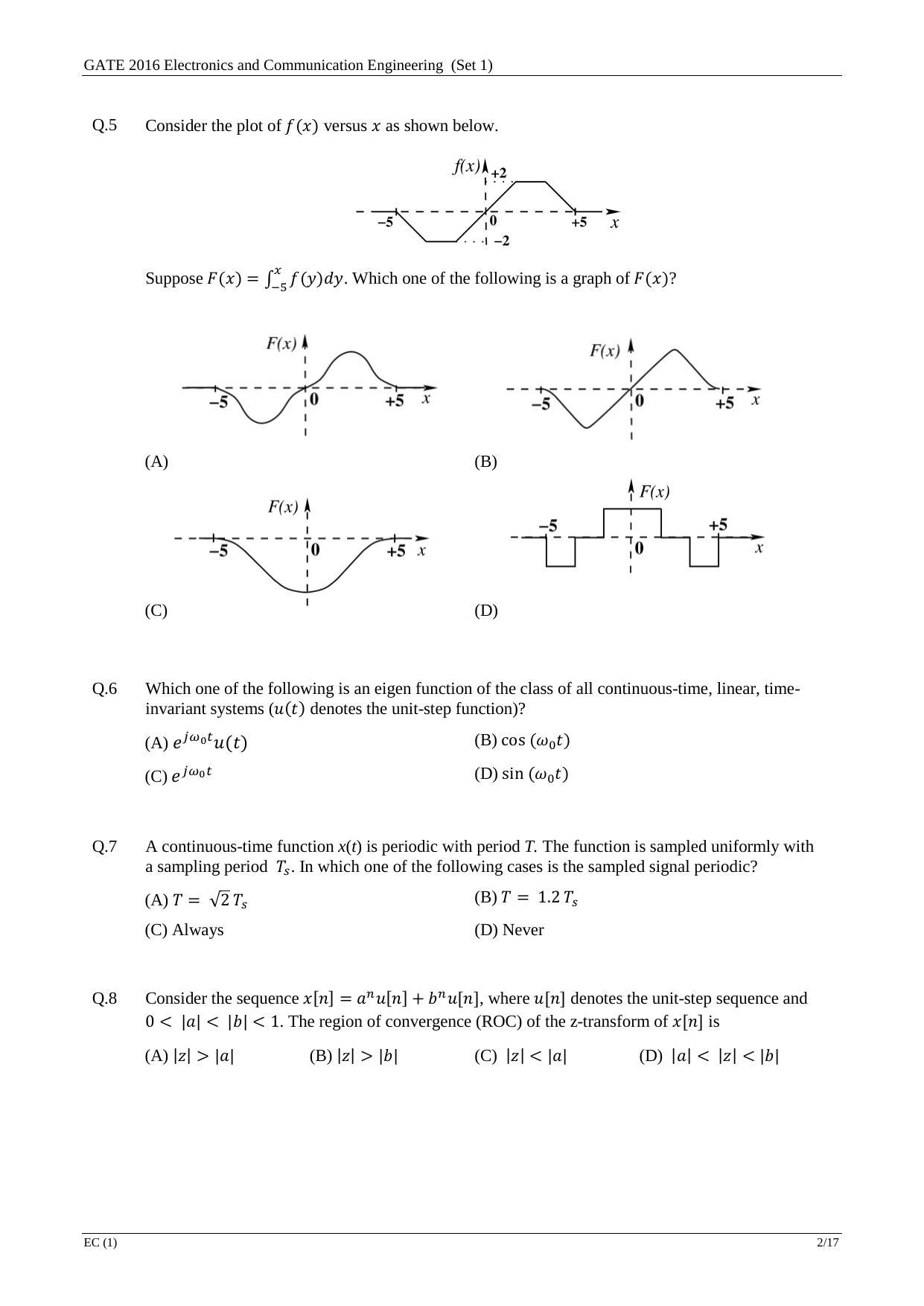 GATE 2016 Electronics and Communication Engineering (EC) Question Paper with Answer Key - Page 4