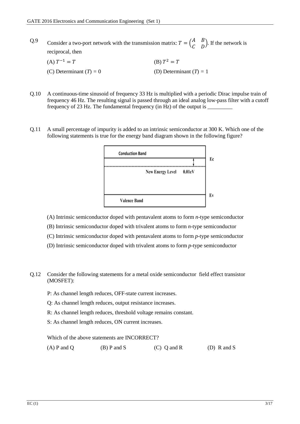 GATE 2016 Electronics and Communication Engineering (EC) Question Paper with Answer Key - Page 5