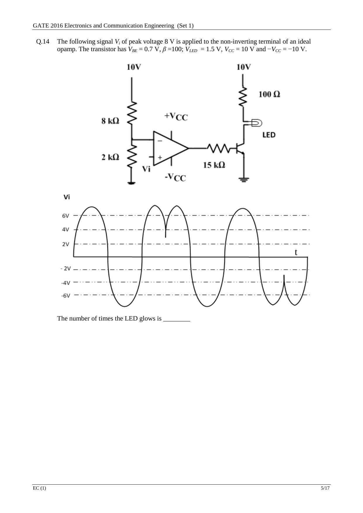 GATE 2016 Electronics and Communication Engineering (EC) Question Paper with Answer Key - Page 7