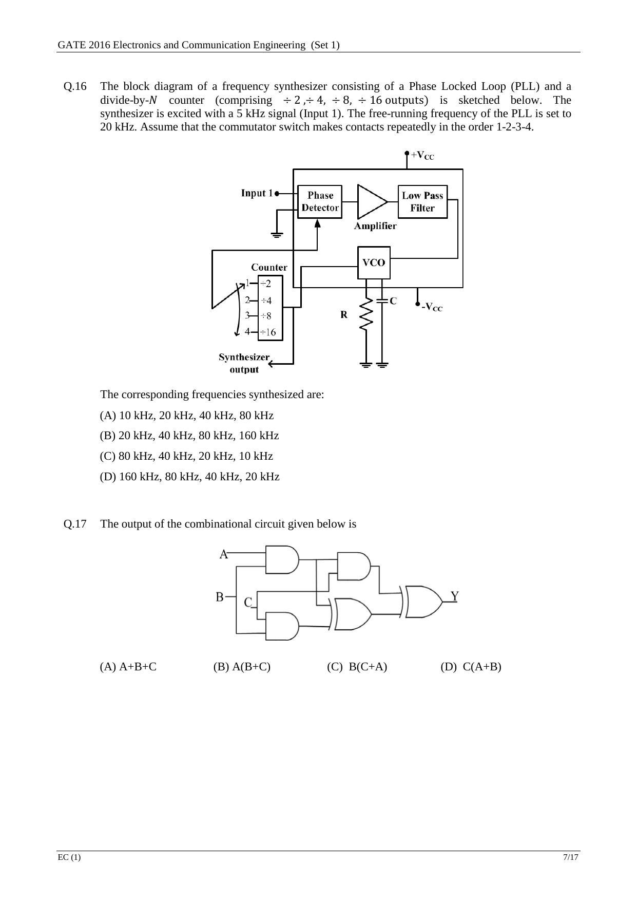 GATE 2016 Electronics and Communication Engineering (EC) Question Paper with Answer Key - Page 9