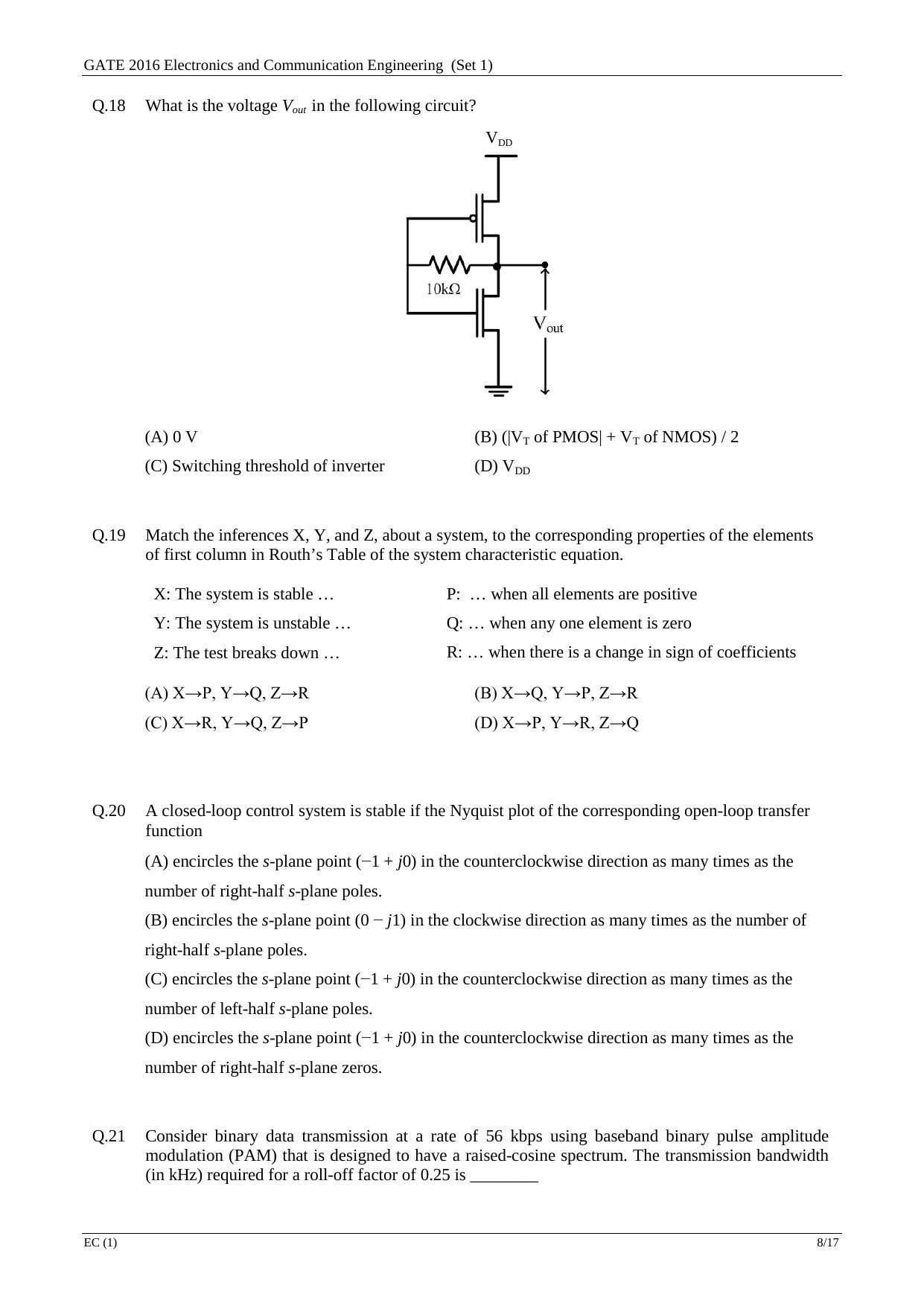 GATE 2016 Electronics and Communication Engineering (EC) Question Paper with Answer Key - Page 10