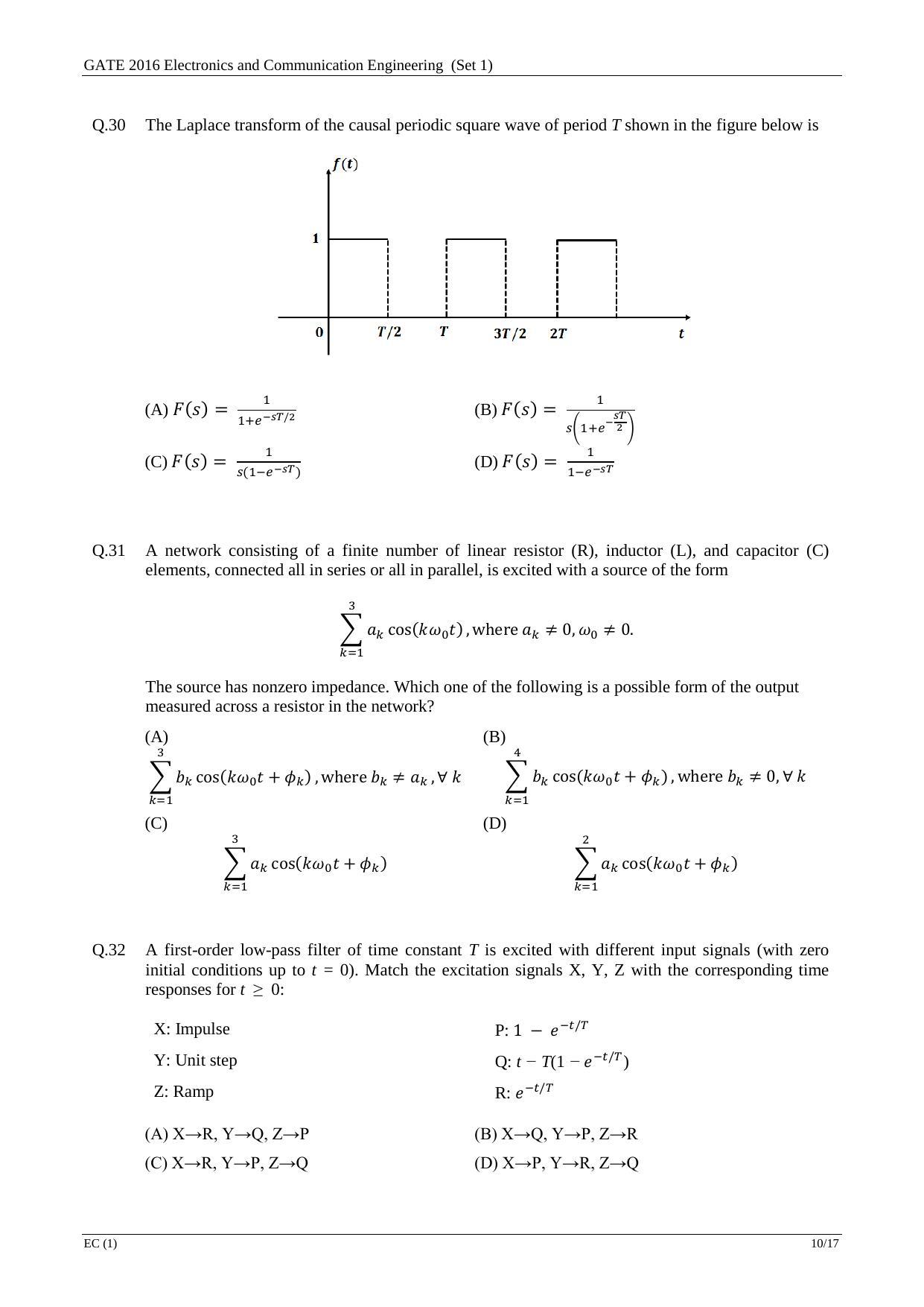 GATE 2016 Electronics and Communication Engineering (EC) Question Paper with Answer Key - Page 12
