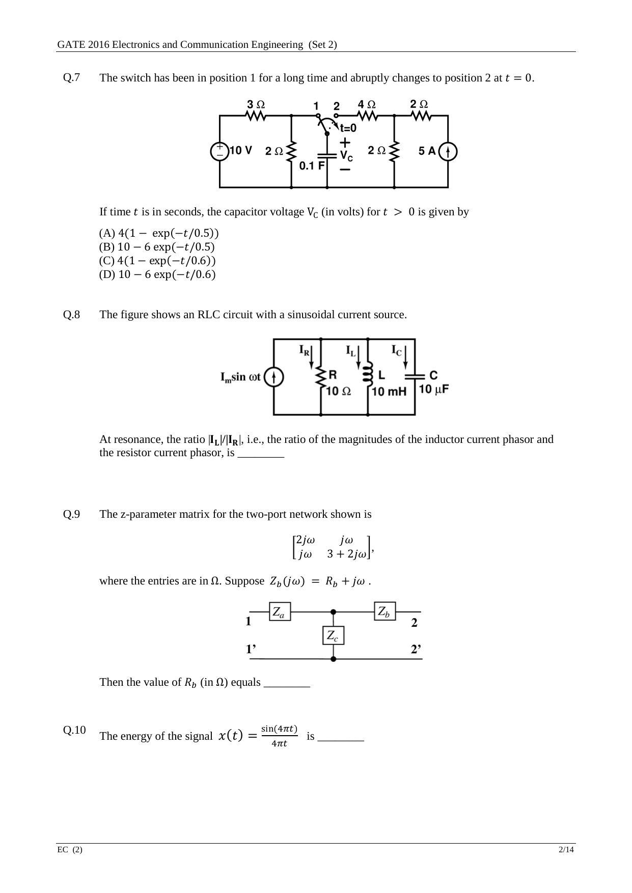 GATE 2016 Electronics and Communication Engineering (EC) Question Paper with Answer Key - Page 26