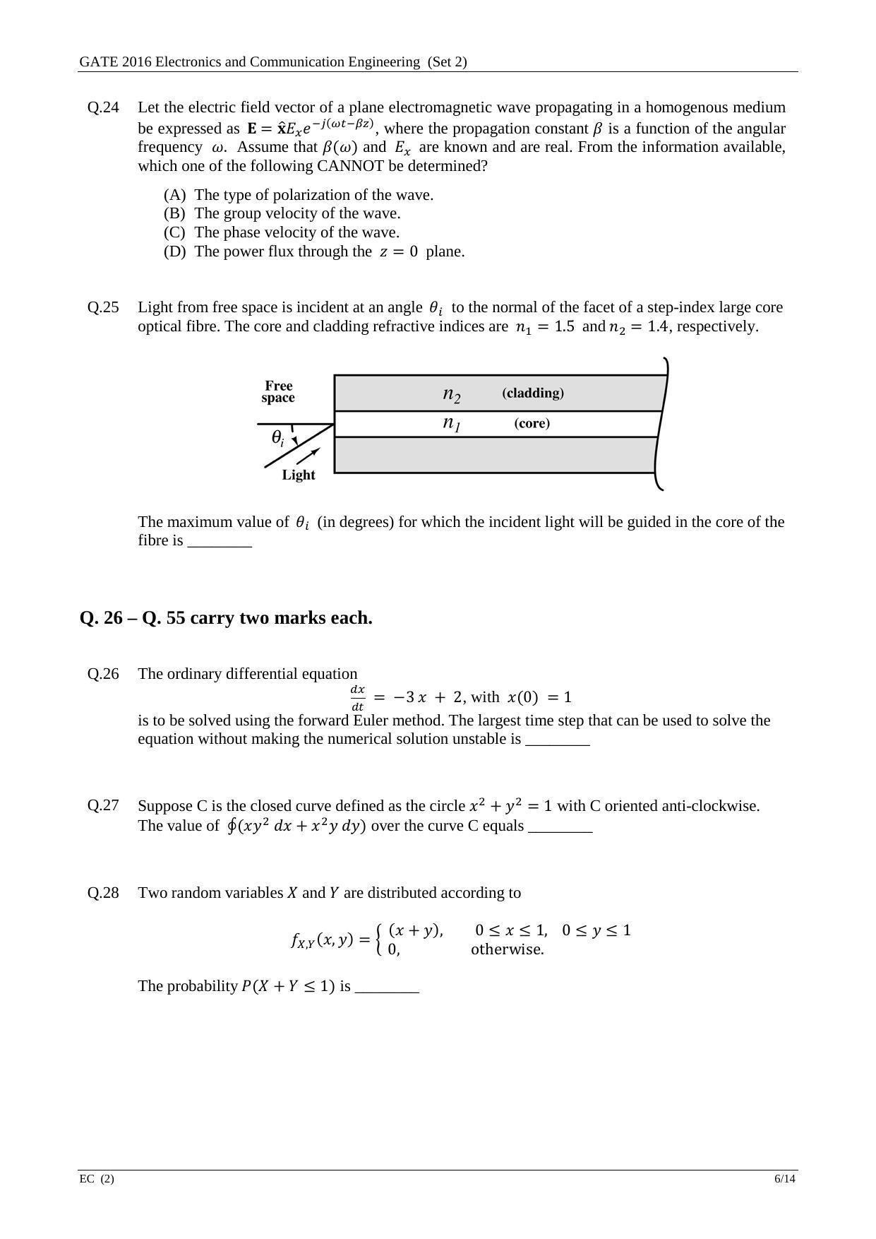 GATE 2016 Electronics and Communication Engineering (EC) Question Paper with Answer Key - Page 30
