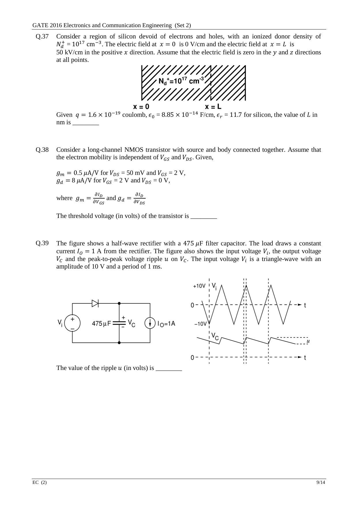 GATE 2016 Electronics and Communication Engineering (EC) Question Paper with Answer Key - Page 33